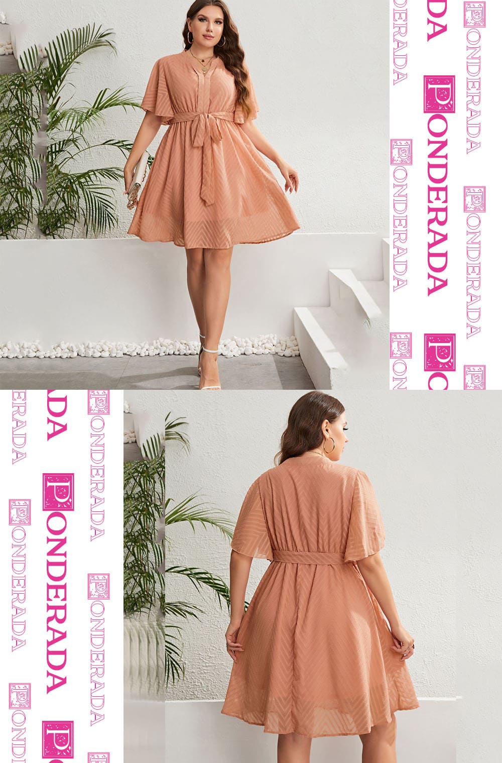 Vestido Midi Plus Size Rosa Simone