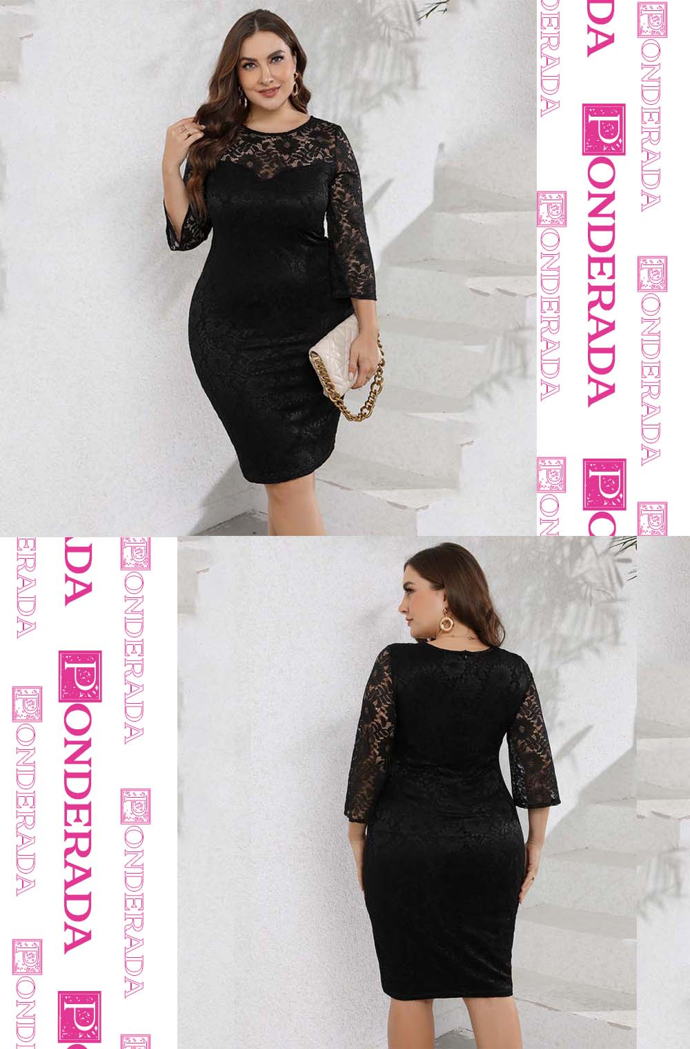 Vestido Midi Plus Size Preto Darla