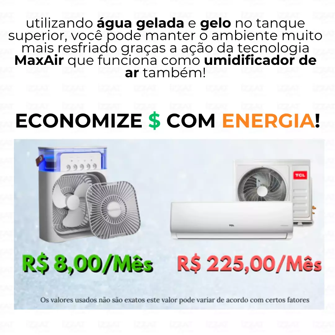 Mini Climatizador De Ar c/ Reservatorio Para Água e Gelo