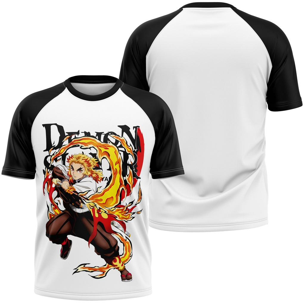 Camiseta Cosplay Anime Kimetsu No Yaiba Demon Slayer Rengoku Fogo