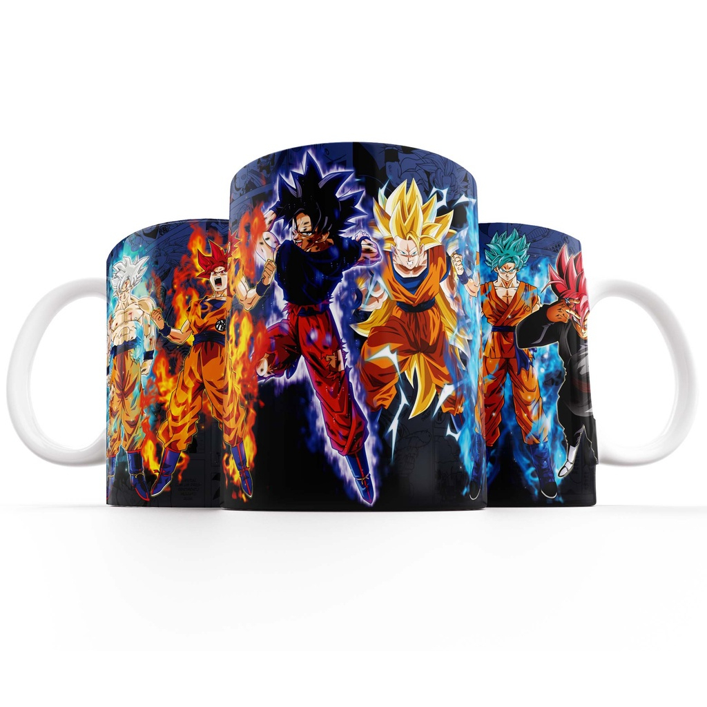 Caneca Cerâmica Dragon Ball Z Super Goku Fases Saiyajin