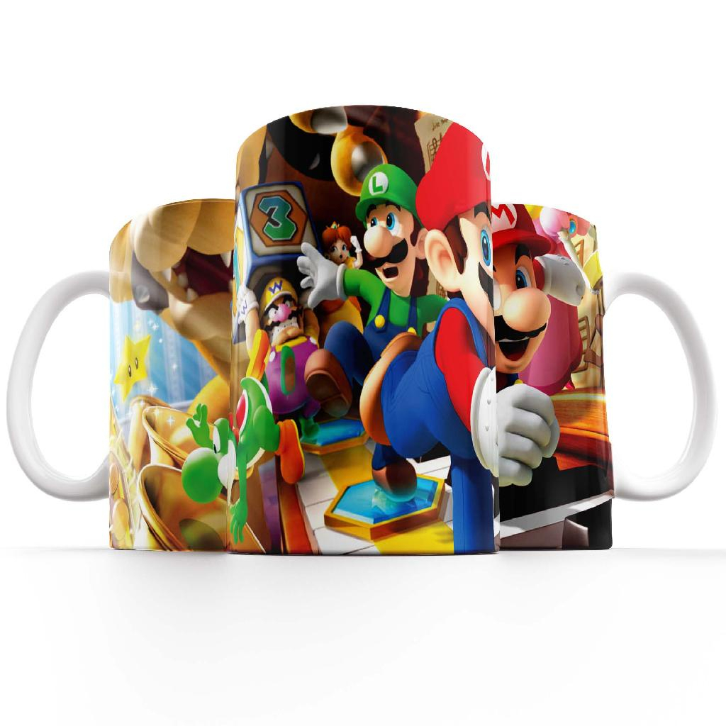 Caneca Cerâmica Super Mario Luigi Yoshi Wario