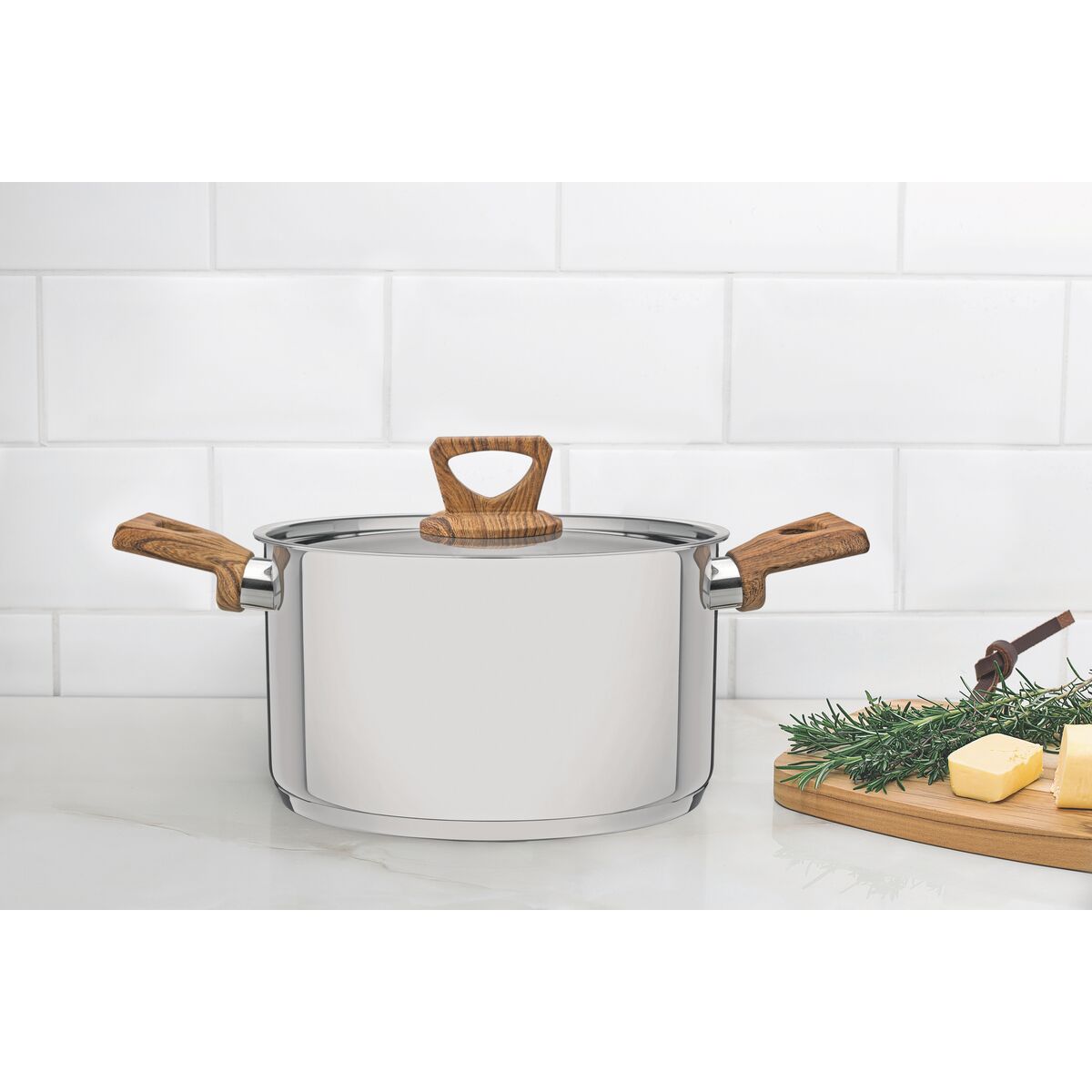 Jogo Panelas Tramontina Brava 4 Peças Aço Inox Antiaderente Cabos Madeira - foto 2