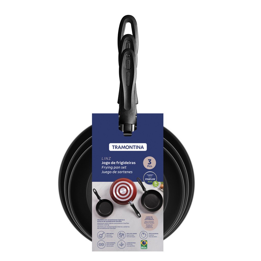 Jogo Frigideiras Tramontina Linz 3 Peças Alumínio Antiaderente Starflon Max Vermelha - foto 2