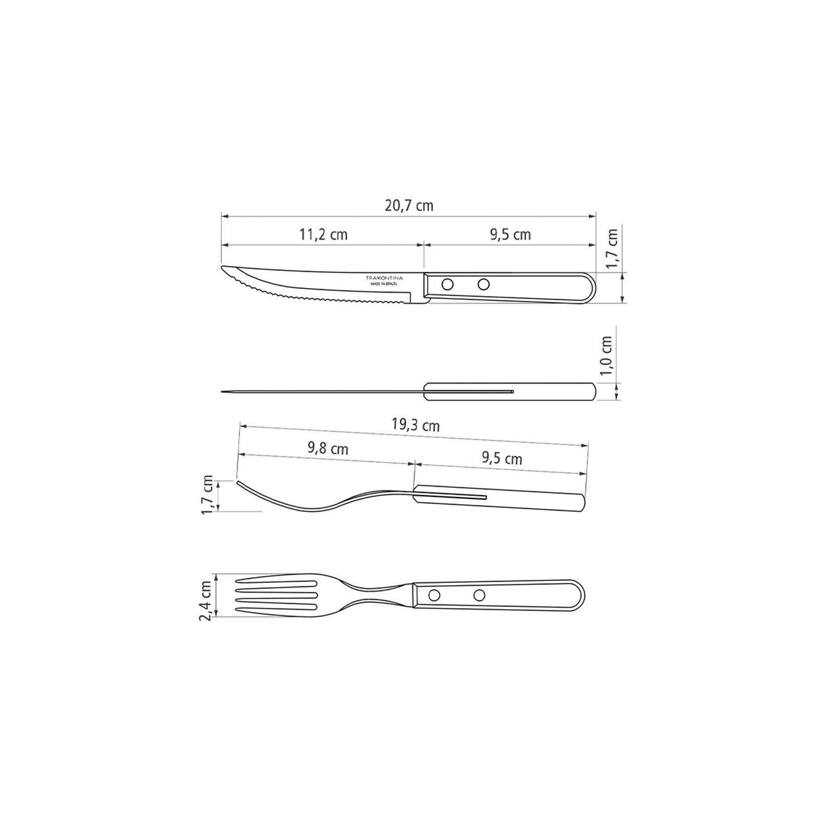 Jogo de Talheres Tramontina Churrasco com Lâminas em Aço Inox e Cabos de Madeira Natural 12 Peças - foto 4