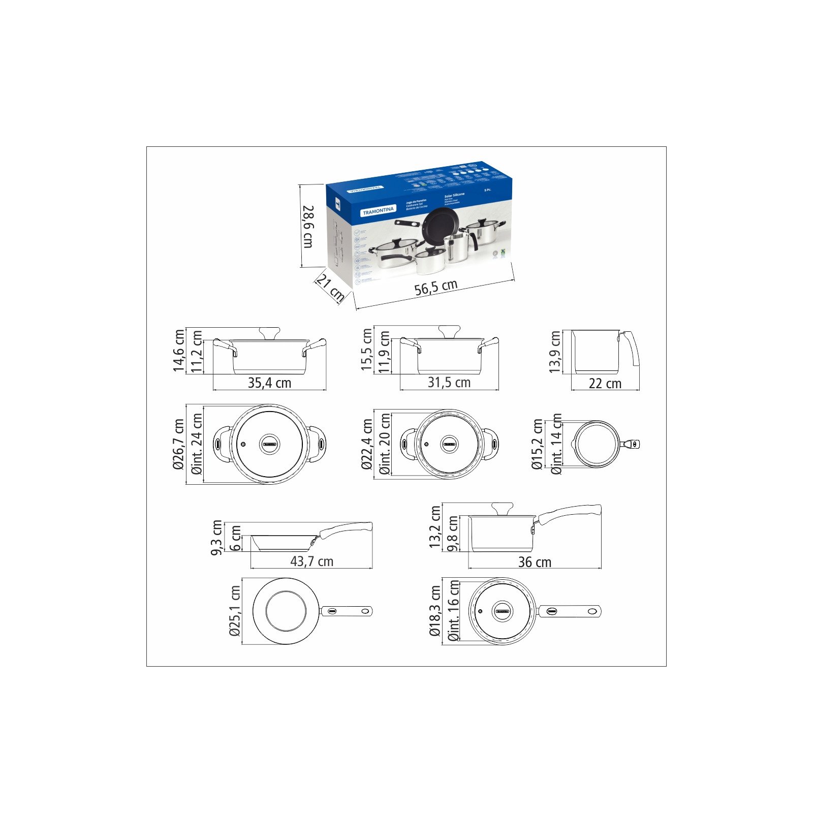 Jogo de Panelas Tramontina Solar Silicone em Aço Inox com Fundo Triplo 5 Peças - foto 14