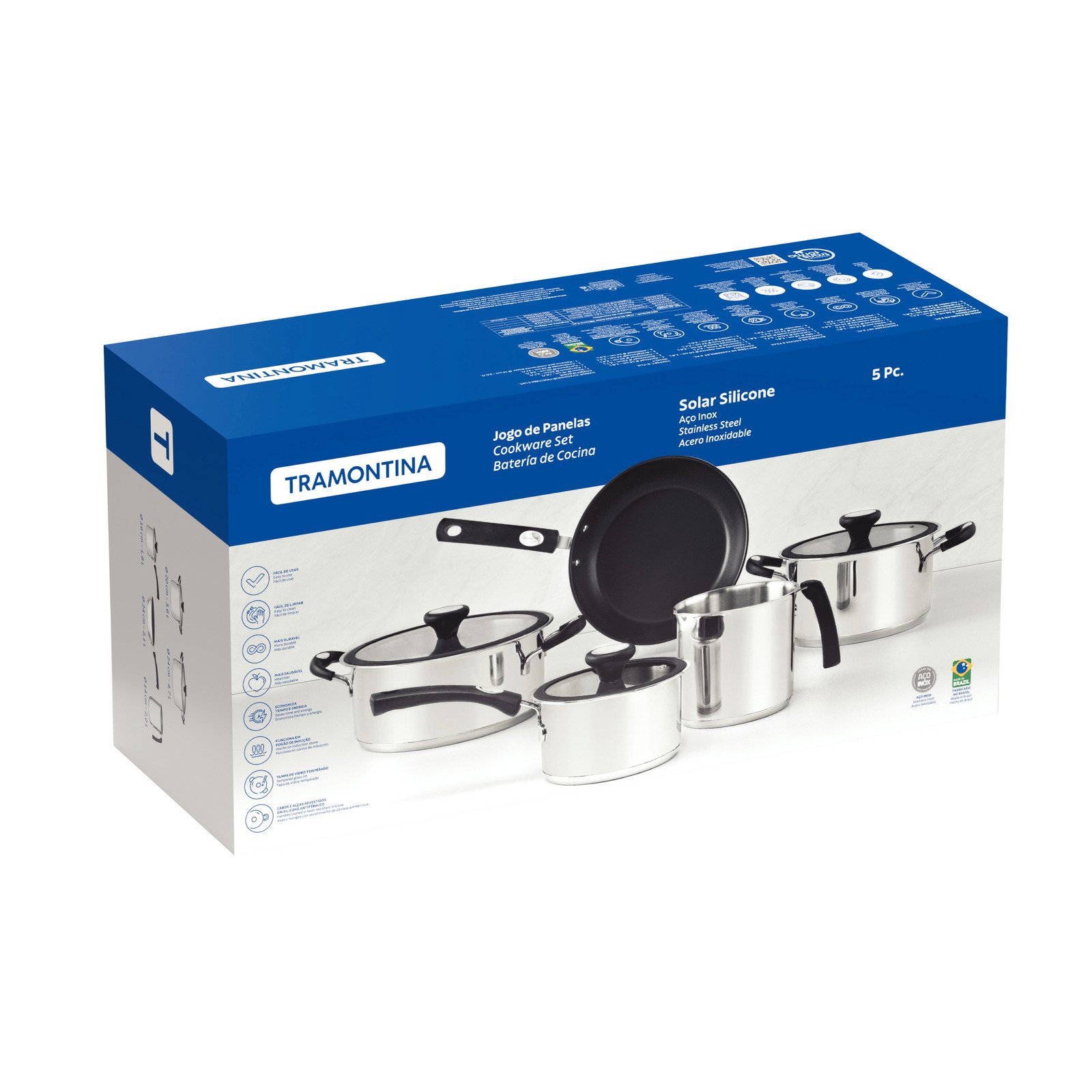 Jogo de Panelas Tramontina Solar Silicone em Aço Inox com Fundo Triplo 5 Peças - foto 15