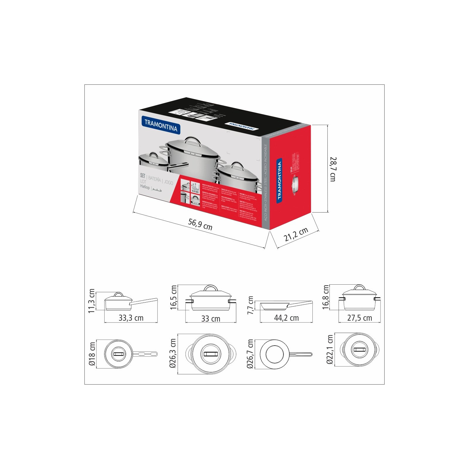 Jogo de Panelas Tramontina Solar em Aço Inox com Fundo Triplo 4 Peças - foto 6