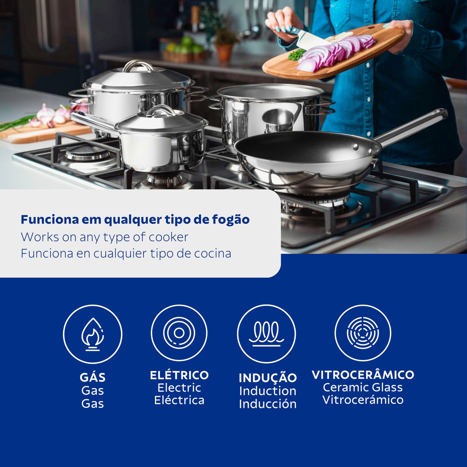 Jogo de Panelas Tramontina Solar em Aço Inox com Fundo Triplo 4 Peças - foto 3