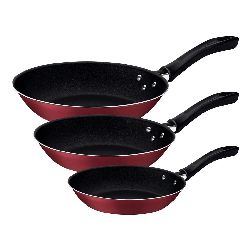 Jogo Frigideiras Tramontina Linz 3 Peças Alumínio Antiaderente Starflon Max Vermelha