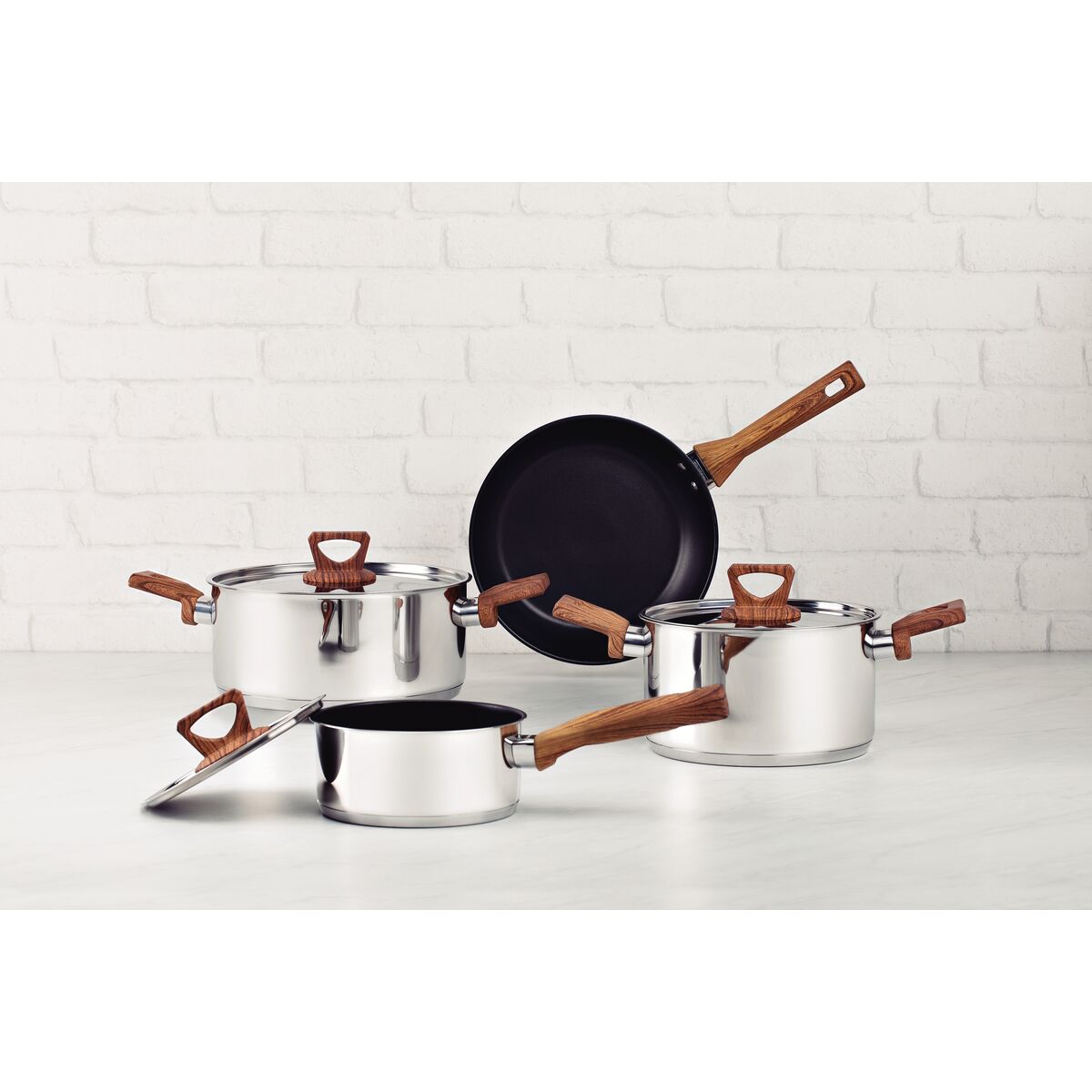 Jogo Panelas Tramontina Brava 4 Peças Aço Inox Antiaderente Cabos Madeira - foto 5