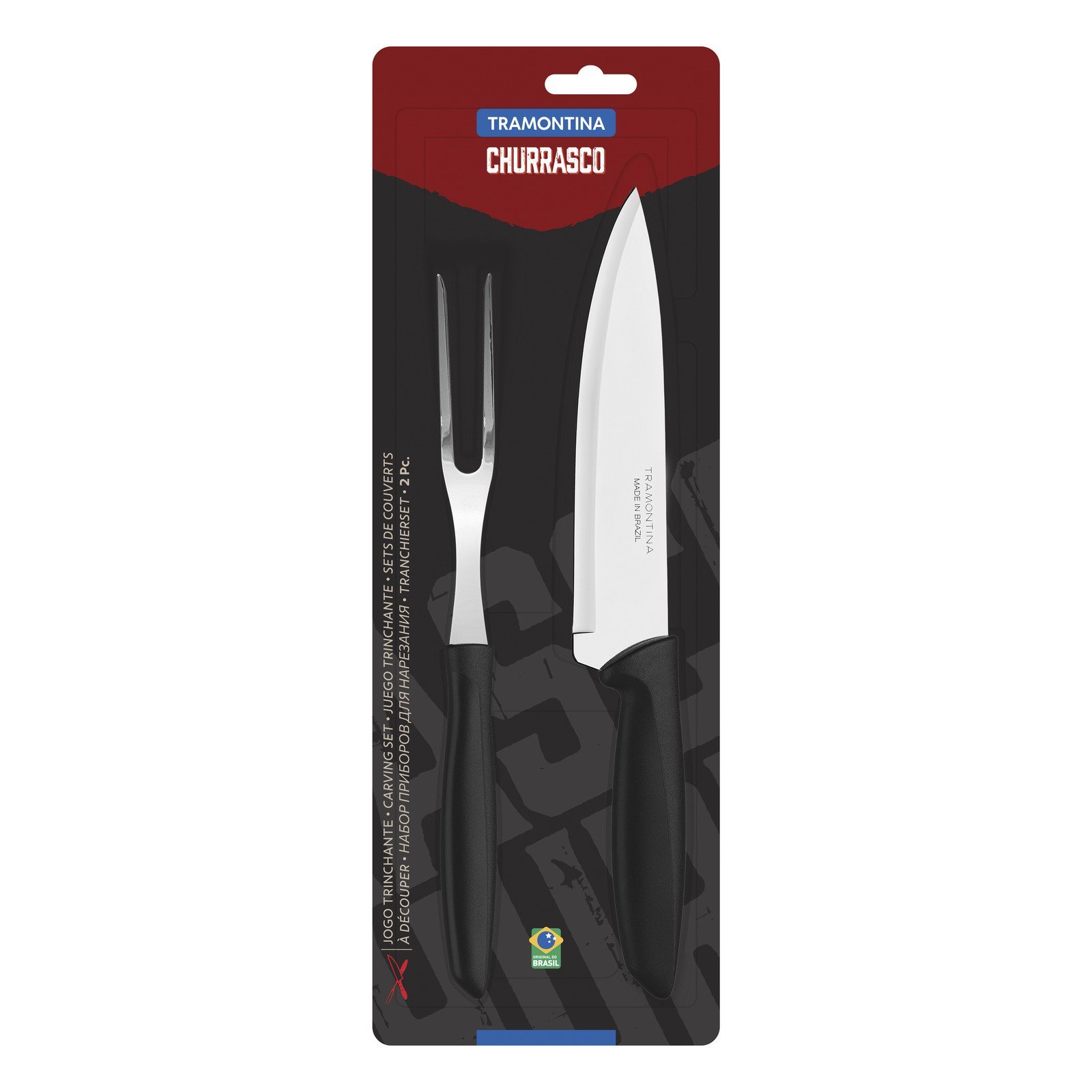 Jogo Trinchante Tramontina Plenus com Lâminas em Aço Inox e Cabos de Polipropileno Preto 2 Peças - foto 3