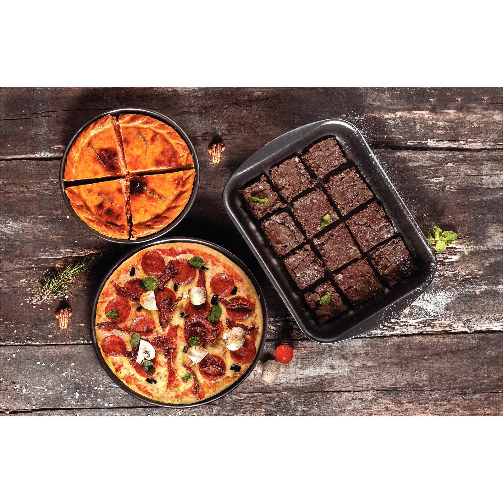 Jogo de Assadeiras Tramontina Brasil em Alumínio com Revestimento Interno e Externo em Antiaderente Starflon Max Grafite 03 Peças - foto 2