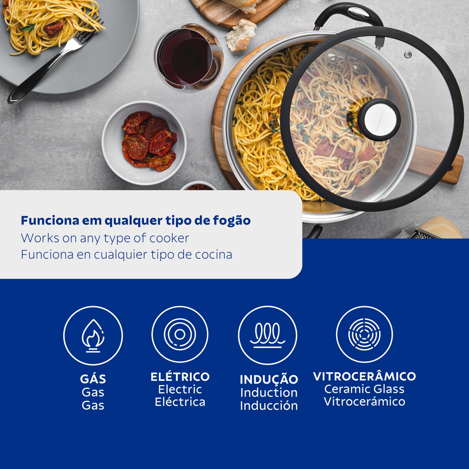 Caçarola Funda Tramontina Solar Silicone em Aço Inox com Fundo Triplo 20 Cm 3,6 L - foto 3