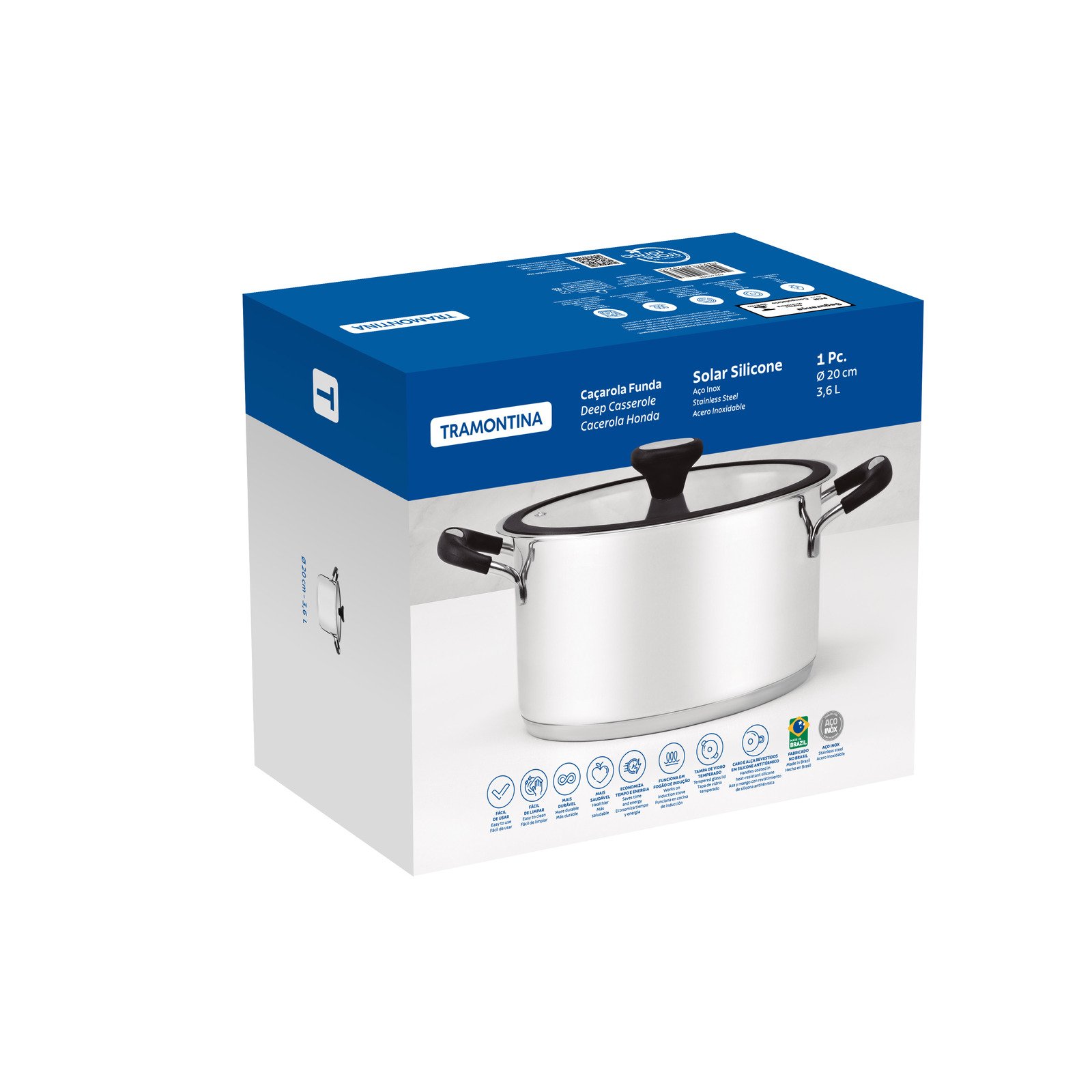 Caçarola Funda Tramontina Solar Silicone em Aço Inox com Fundo Triplo 20 Cm 3,6 L - foto 15