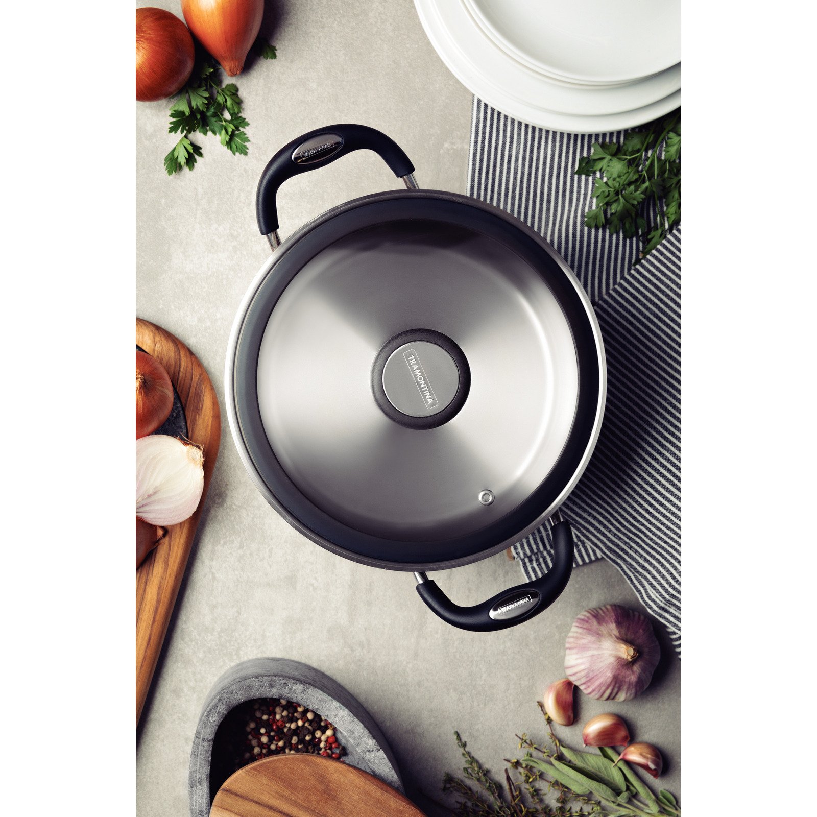 Caçarola Funda Tramontina Solar Silicone em Aço Inox com Fundo Triplo 20 Cm 3,6 L - foto 2