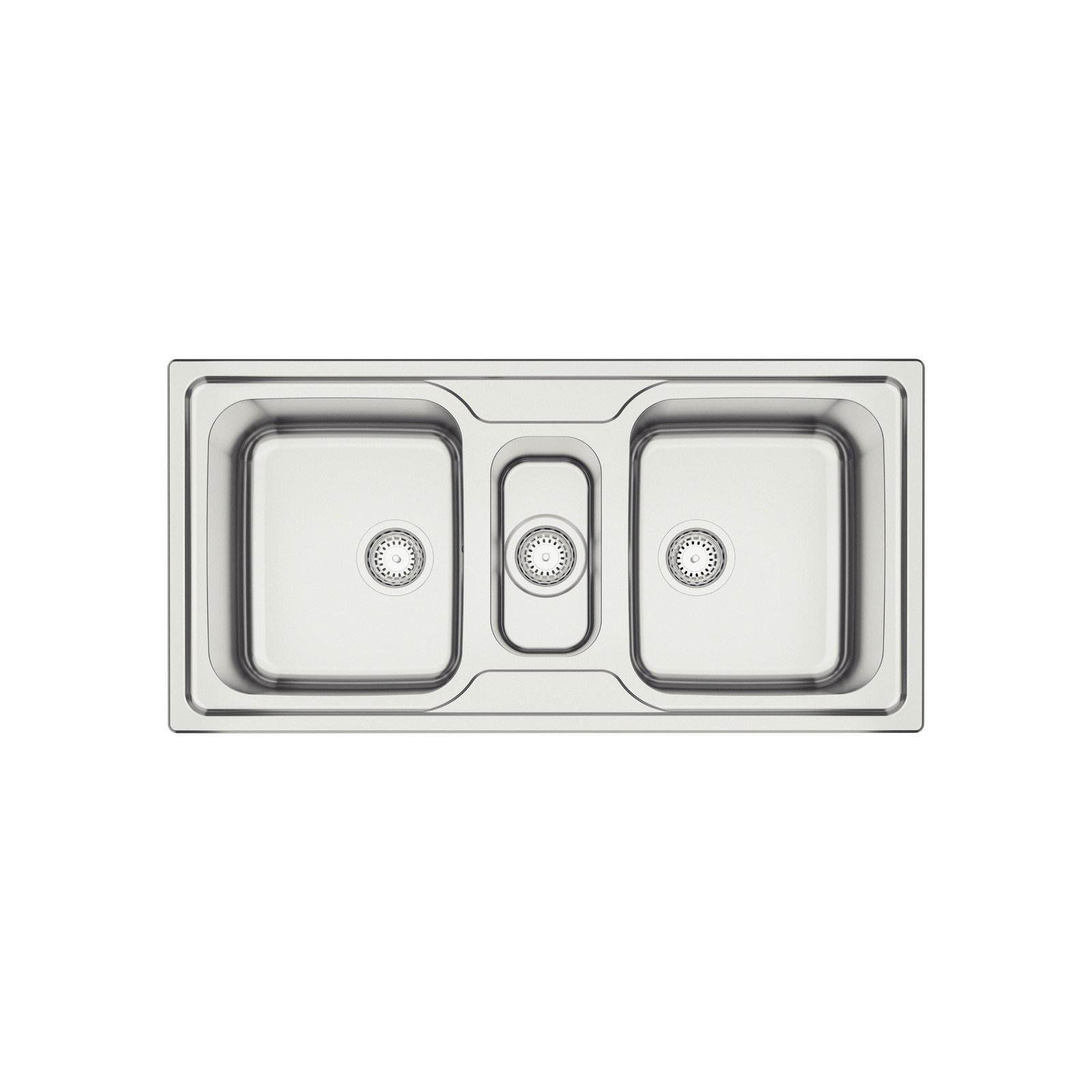 Cuba de Sobrepor Tramontina Marea Deep 2 Cubas e Auxiliar em Aço Inox com Acabamento Escovado 100 X 50 Cm com Válvula