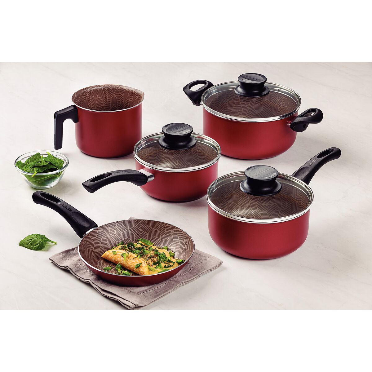 Jogo Panelas Tramontina Paris 5 Peças Aluminio Antiaderente Starflon Max Vermelha - foto 3