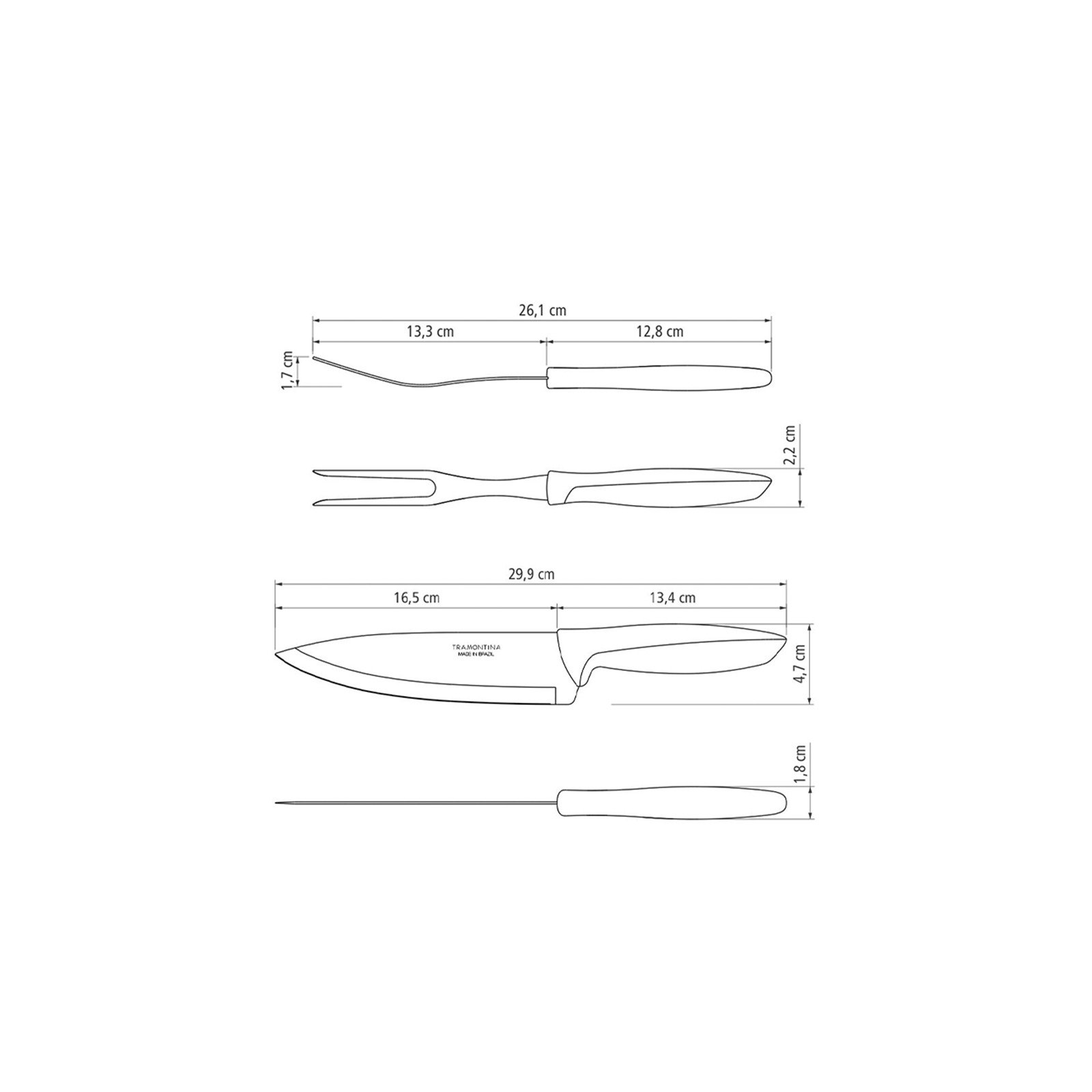 Jogo Trinchante Tramontina Plenus com Lâminas em Aço Inox e Cabos de Polipropileno Preto 2 Peças - foto 4