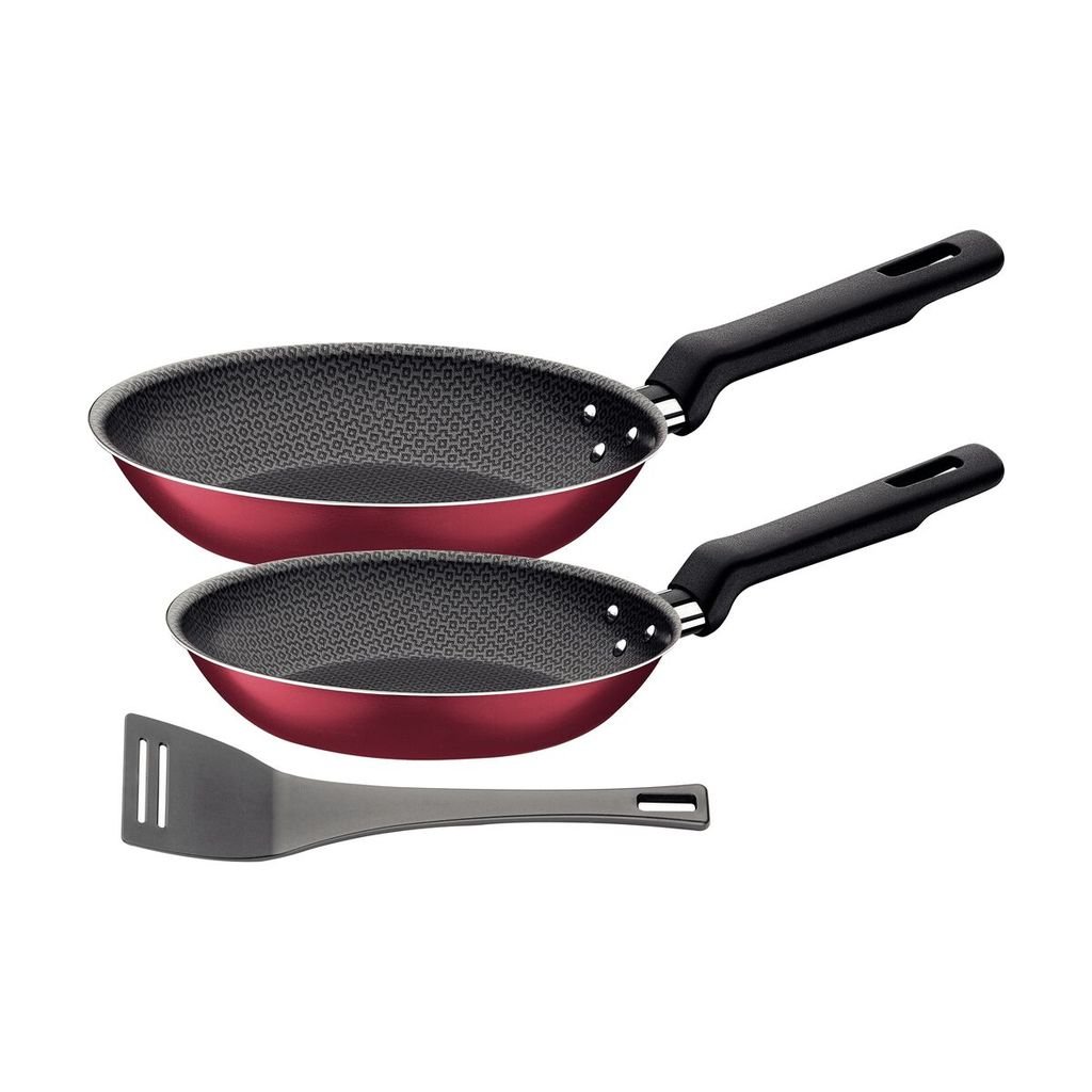 Jogo Frigideiras Tramontina Loreto 3 Peças Alumínio Antiaderente Starflon Max Vermelha