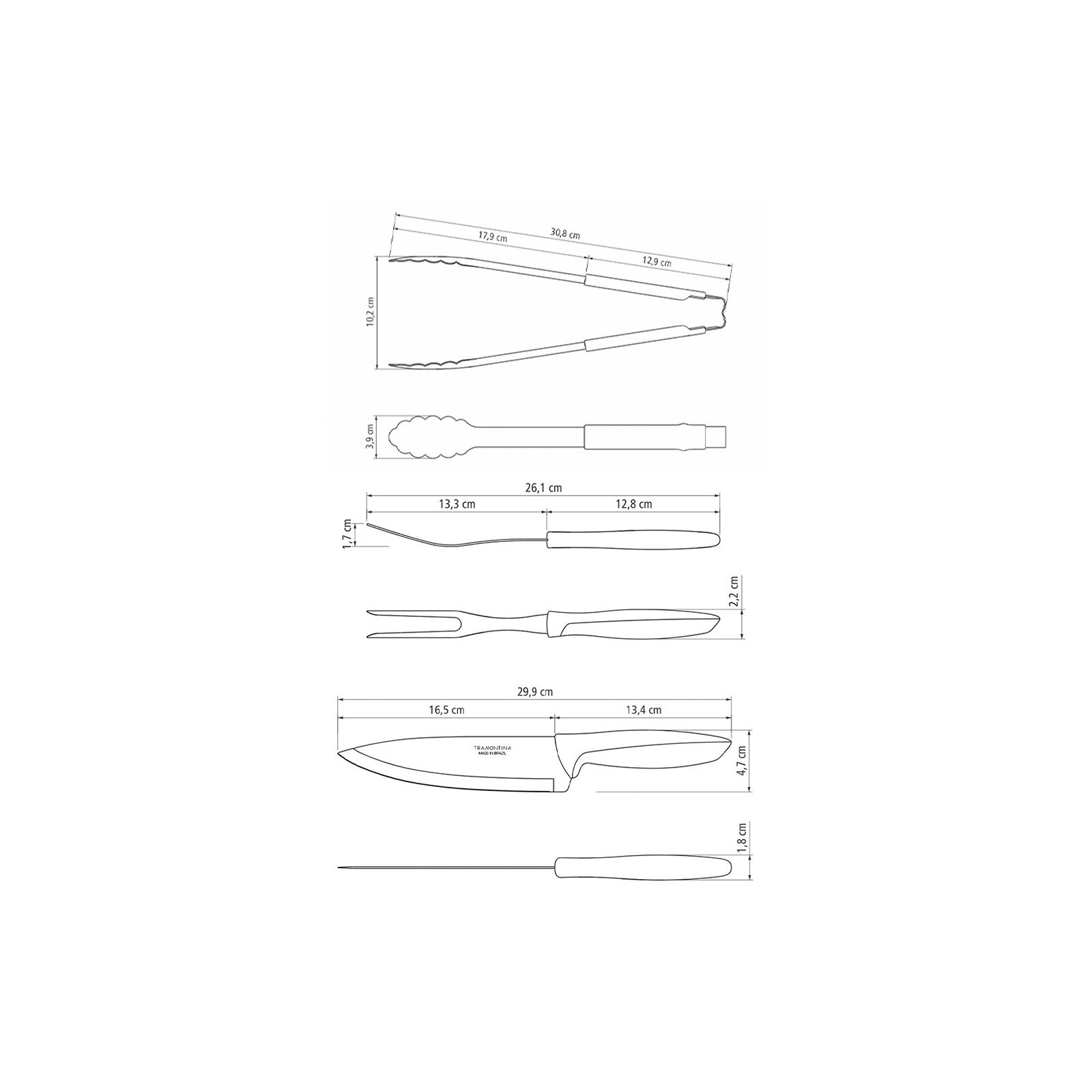 Kit para Churrasco Tramontina Plenus com Lâminas em Aço Inox e Cabos de Polipropileno Preto 3 Peças - foto 4