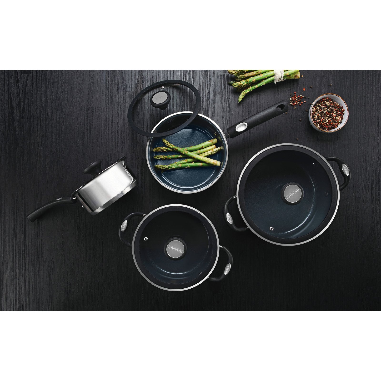 Jogo de Panelas Tramontina Solar Ceramic em Aço Inox Fundo Triplo com Revestimento Interno Cerâmico Grafite 4 Peças - foto 10