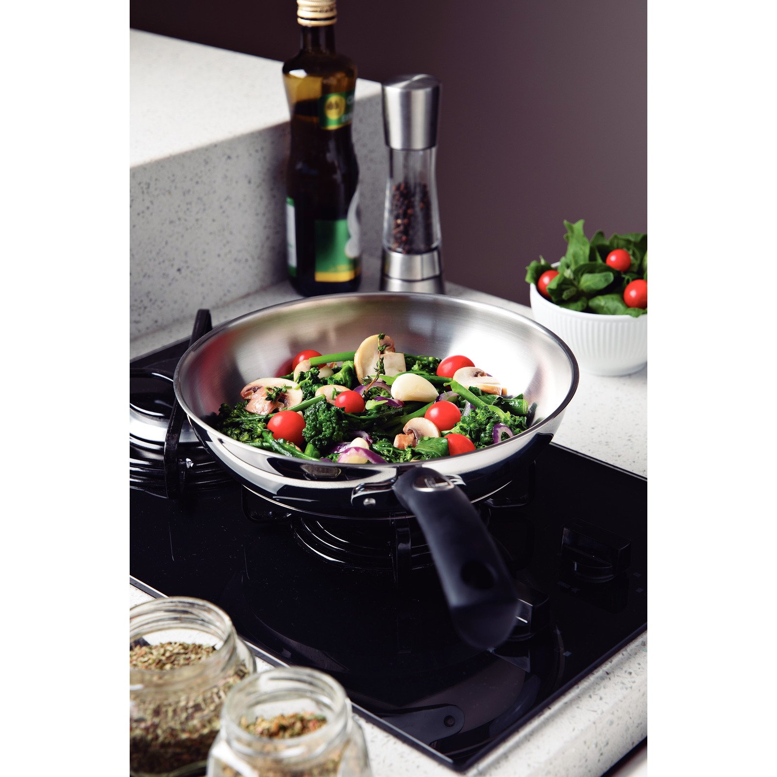 Frigideira Tramontina Solar Silicone Rasa em Aço Inox Fundo Triplo com Cabo de Silicone 24 Cm 2,1 L - foto 4