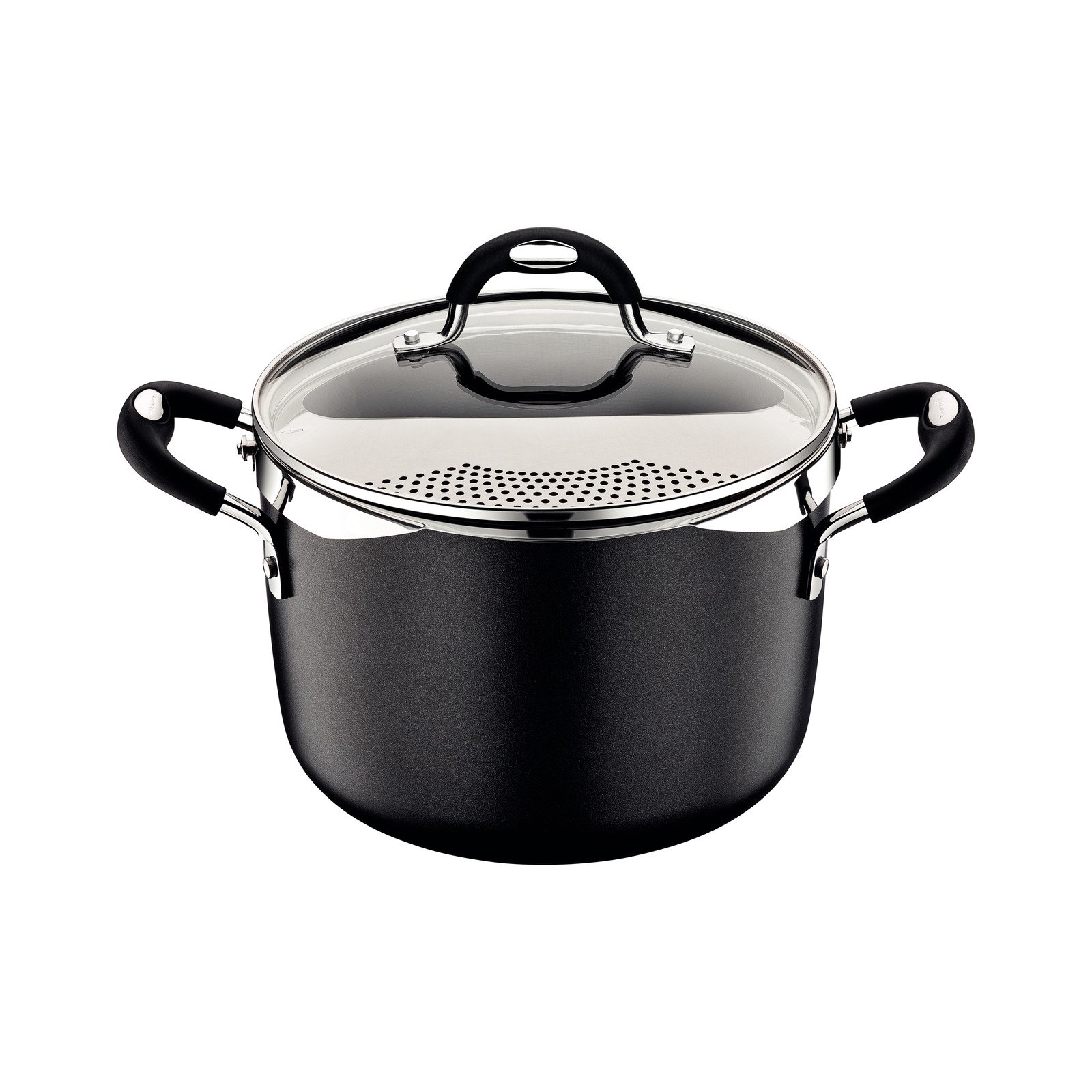 Espagueteira Tramontina Mônaco Induction em Alumínio com Revestimento Interno e Externo Antiaderente Starflon Premium Preto com Tampa 22 Cm 5,4 L