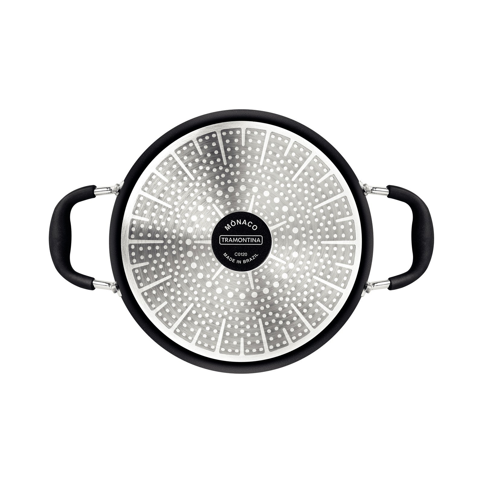Caçarola Tramontina Mônaco Induction em Alumínio com Revestimento Interno e Externo Antiaderente Starflon Premium Preto com Tampa de Vidro 28 Cm 6,4 L - foto 5