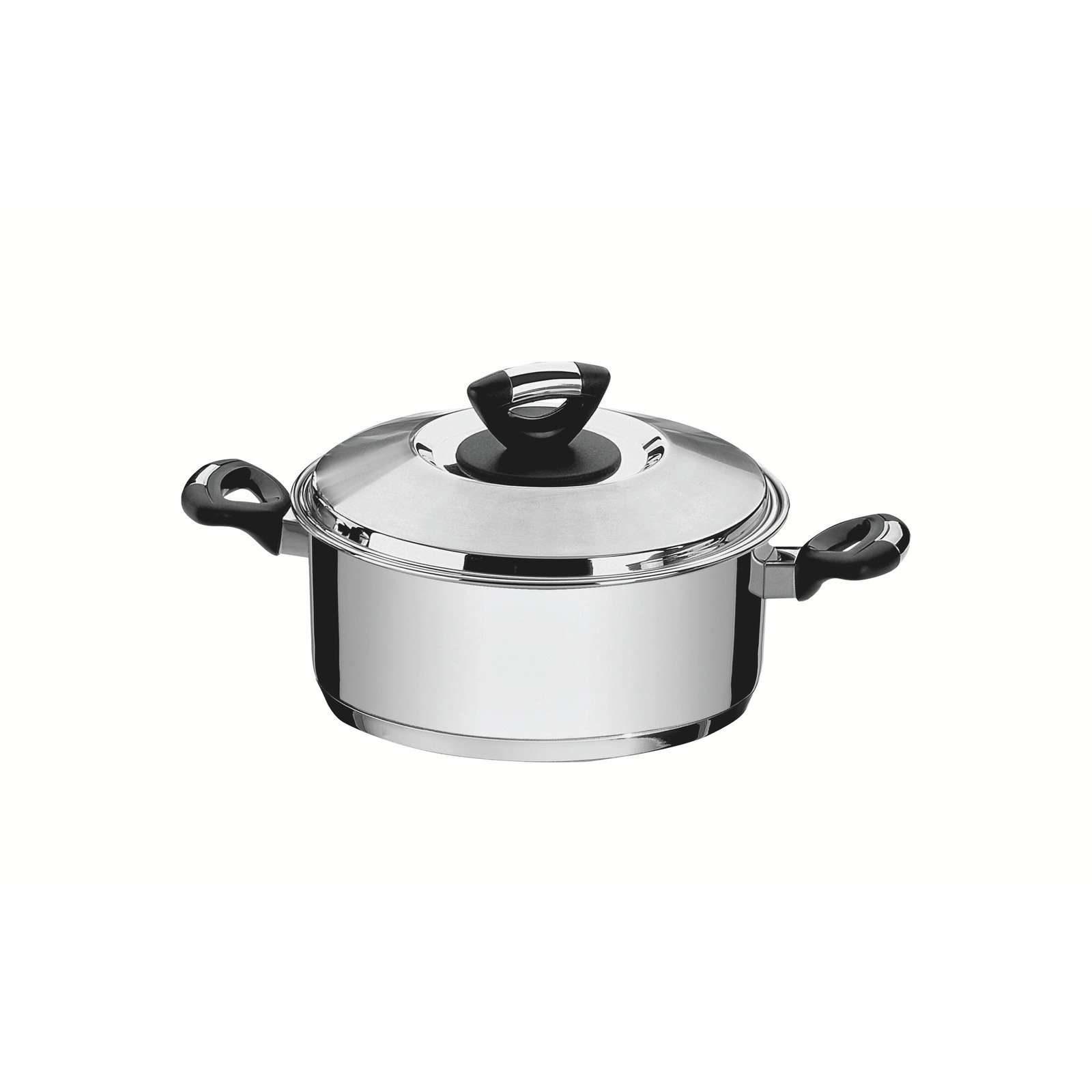 Caçarola Tramontina Solar Baquelite Rasa em Aço Inox Fundo Triplo com Tampa Alças de Baquelite 20 Cm 2,9 L