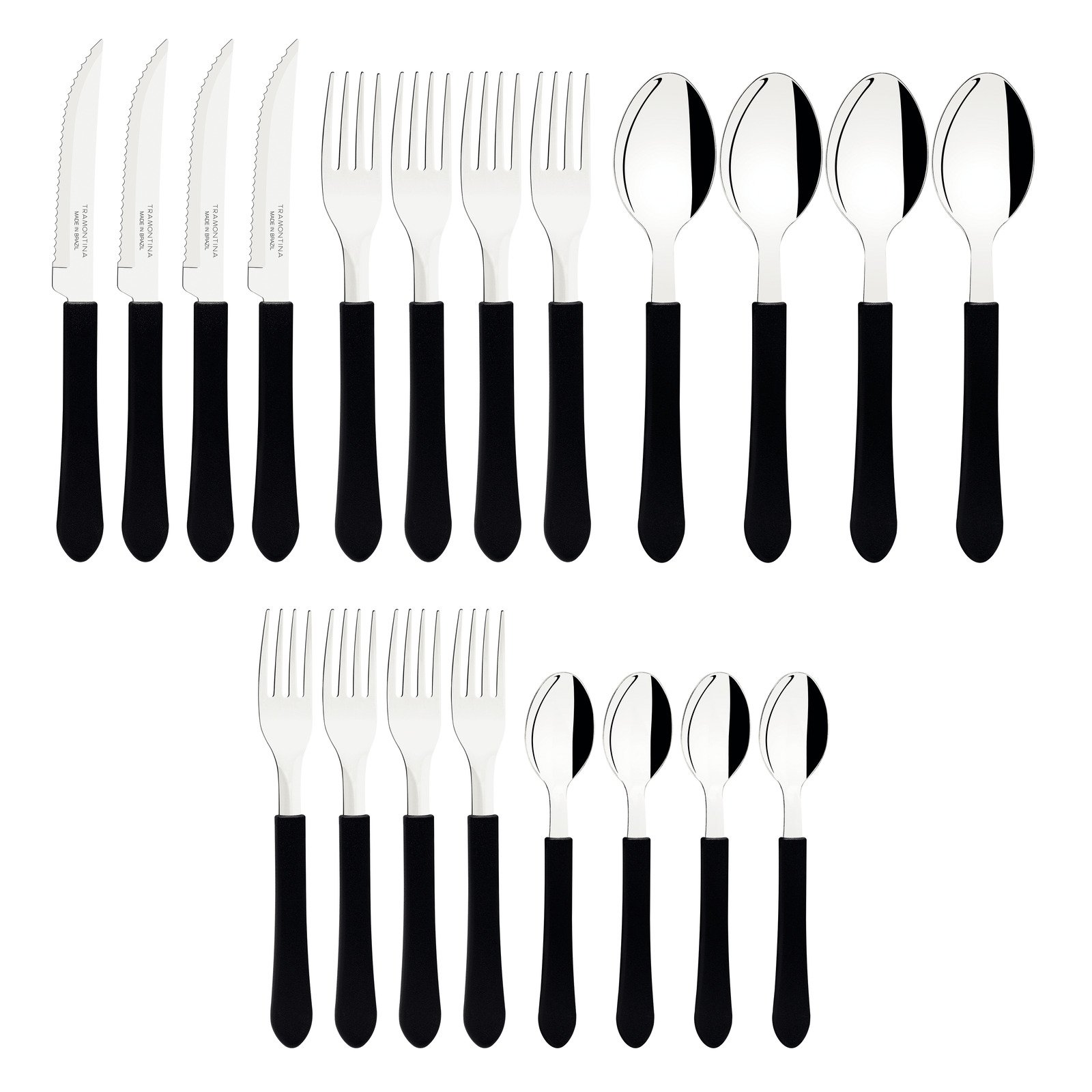 Faqueiro Tramontina Leme com Lâminas em Aço Inox e Cabos de Polipropileno Preto 20 Peças - foto 2