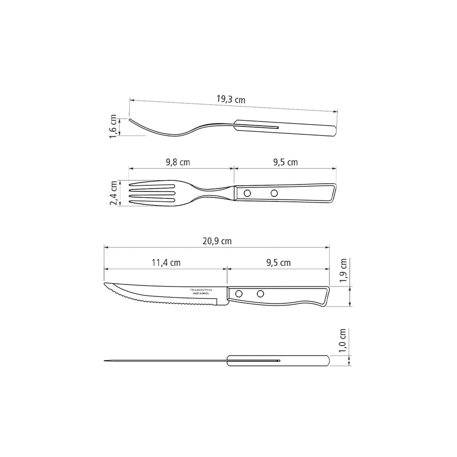 Jogo de Talheres para Churrasco Tramontina com Lâminas de Aço Inox e Cabos de Madeira Natural 14 Peças - foto 7