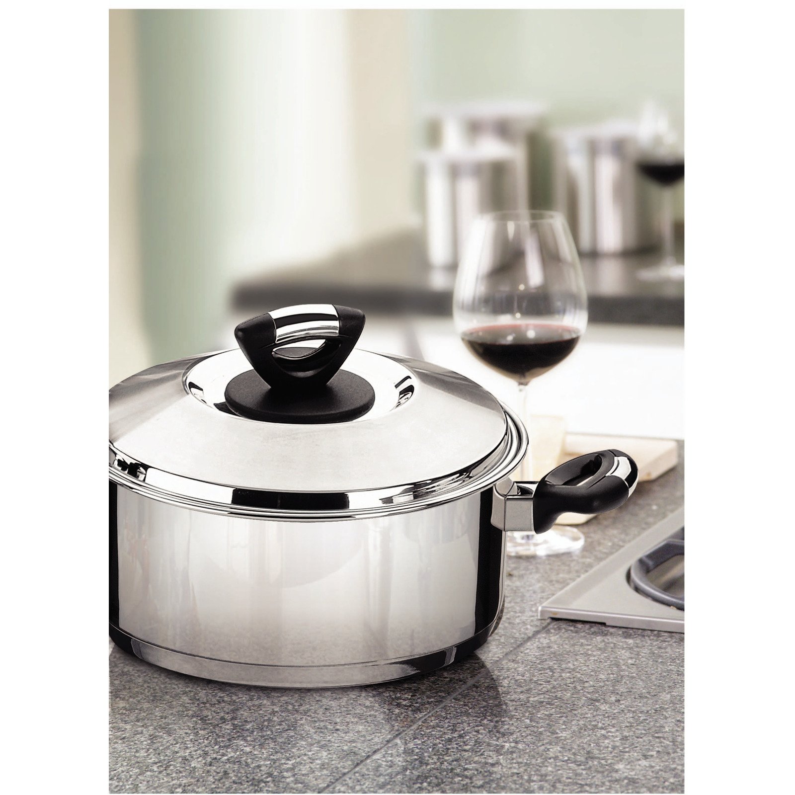 Caçarola Tramontina Solar Baquelite Rasa em Aço Inox Fundo Triplo com Tampa Alças Baquelite 24 Cm 4,7 L - foto 2