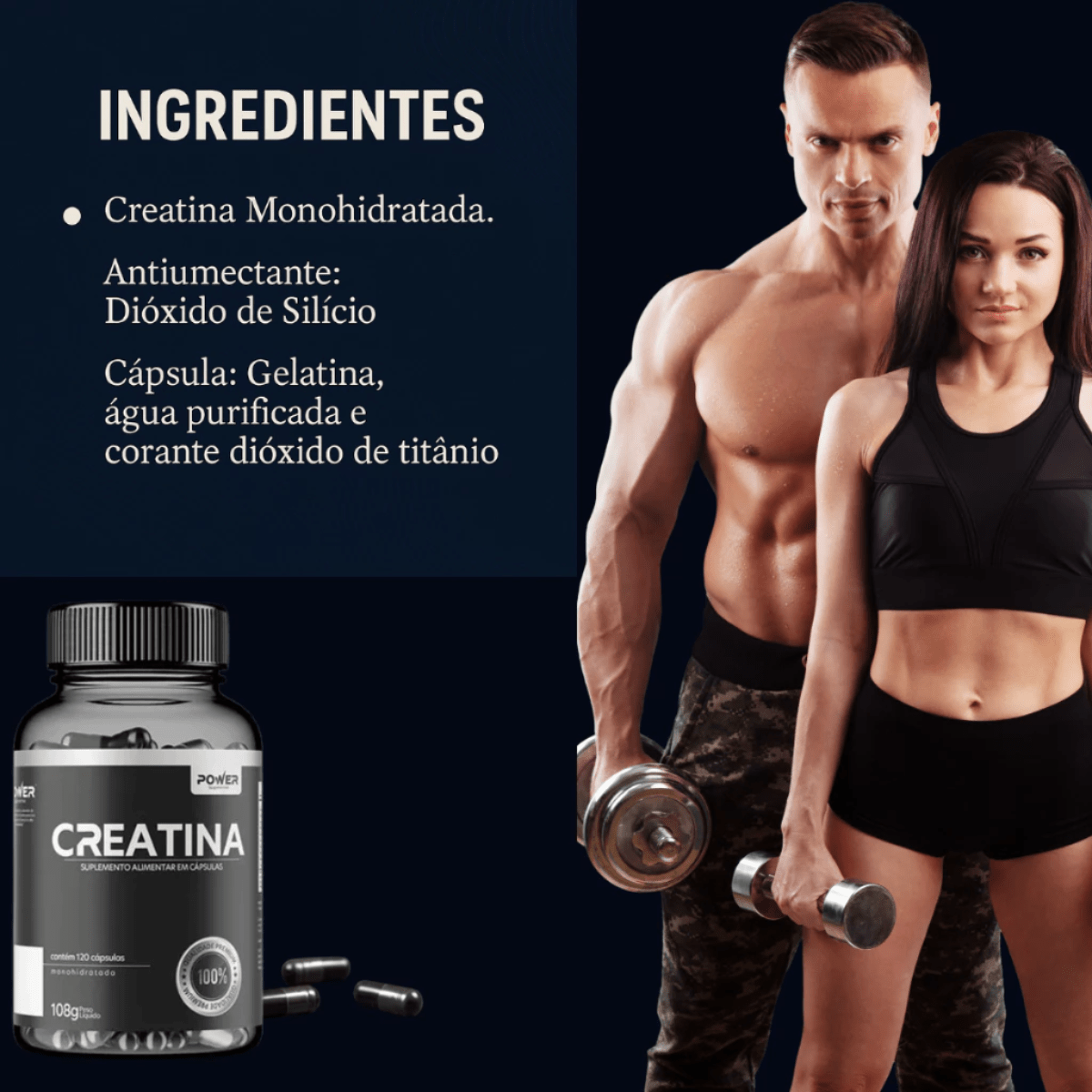 CREATINA 3000 mg - Power Supreme 120 Cápsulas
