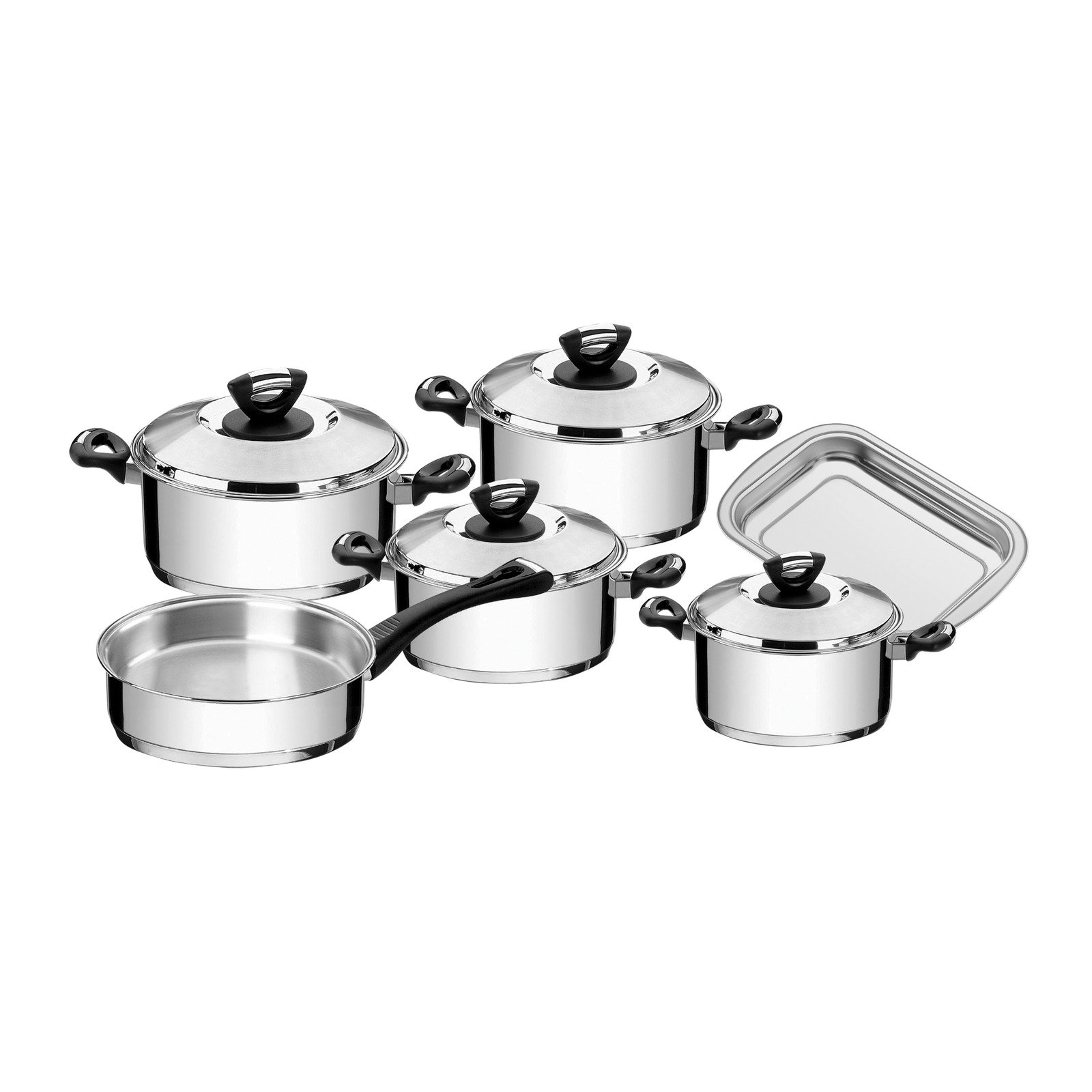 Jogo de Panelas Tramontina Solar Baquelite em Aço Inox Fundo Triplo com Cabos e Alças de Baquelite 6 Peças