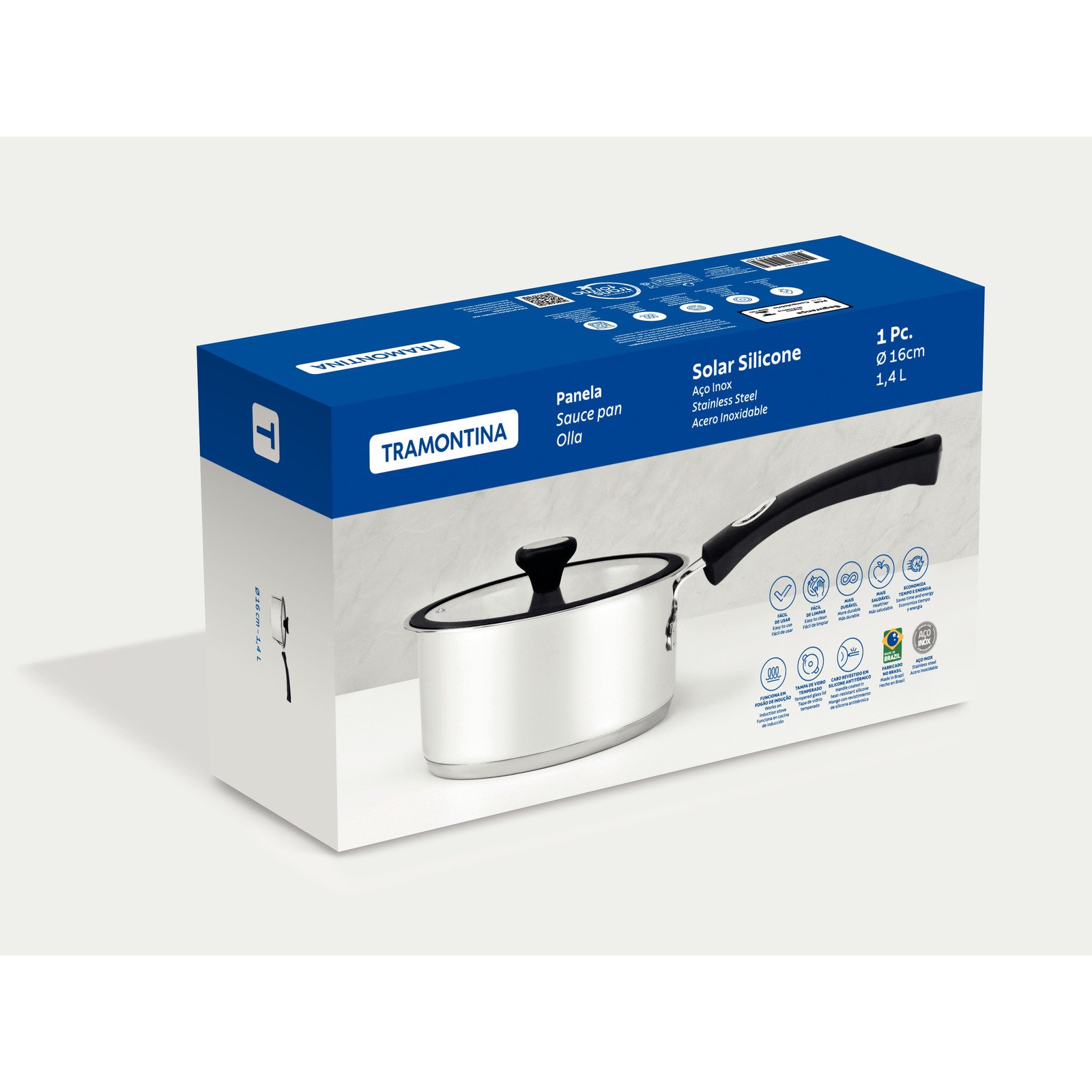 Panela Tramontina Solar Silicone em Aço Inox com Fundo Triplo 16 Cm 1,4 L - foto 10