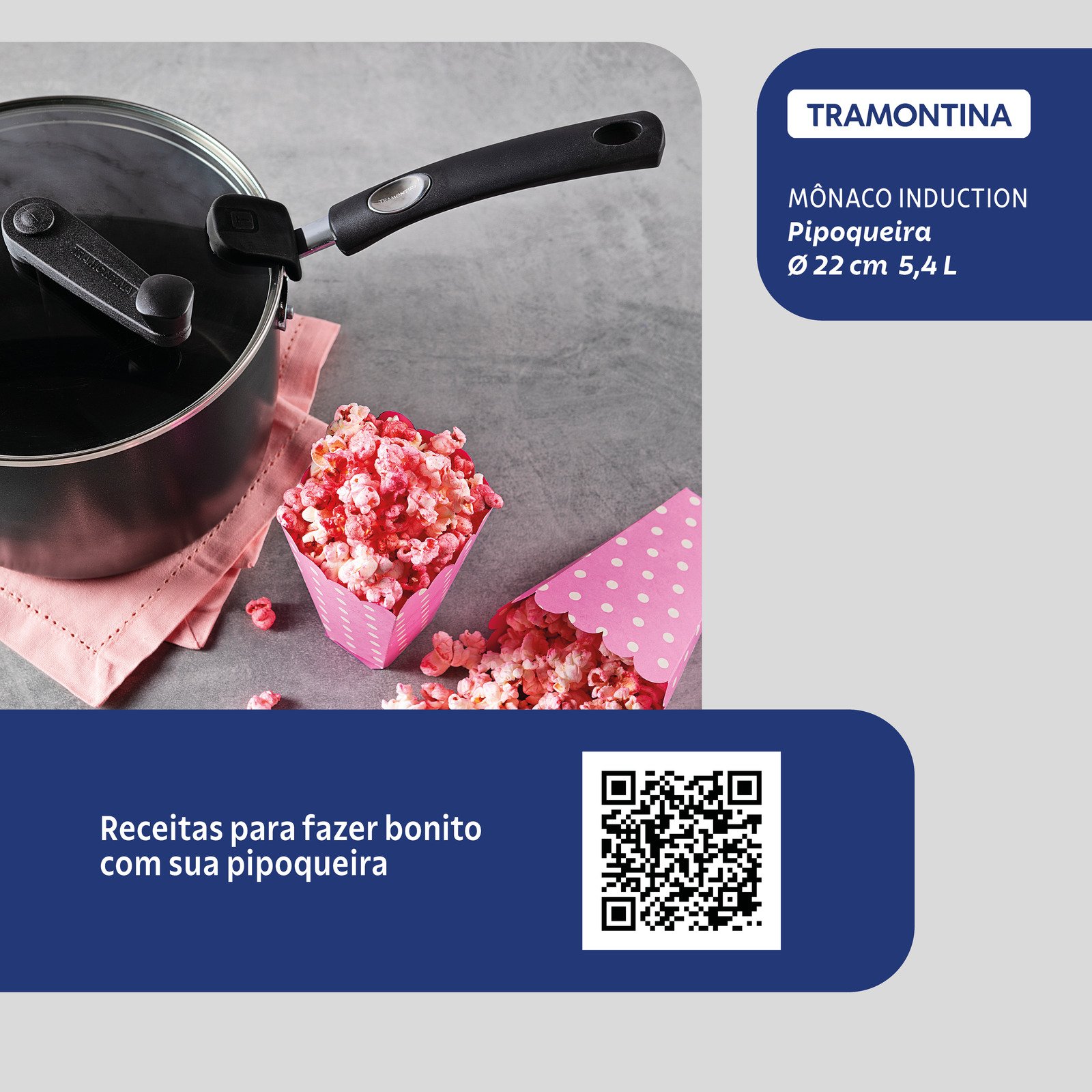 Pipoqueira Tramontina Mônaco Induction em Alumínio com Revestimento Interno e Externo Antiaderente Starflon Premium Preto 22 Cm 5,4 L - foto 3