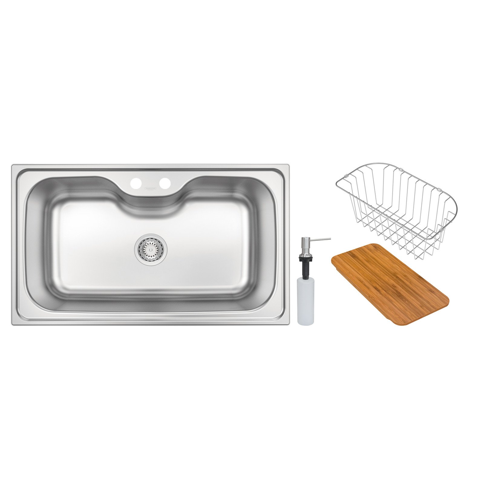 Cuba Tramontina Morgana Maxi 78 Fx em Aço Inox com Acabamento Escovado com Dosador de Sabão, Tábua e Cesto Aramado