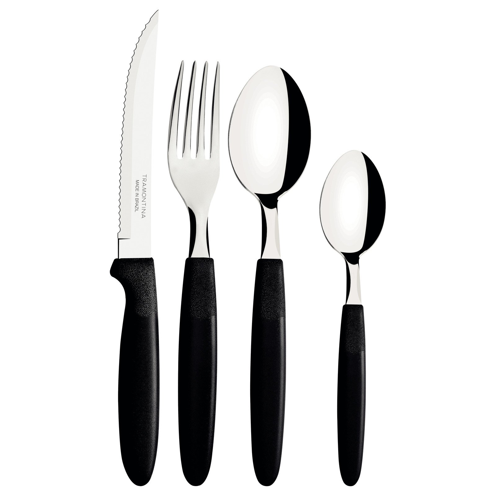 Faqueiro Tramontina Ipanema com Lâminas em Aço Inox e Cabos de Polipropileno Preto com Pote Plástico 24 Peças - foto 6