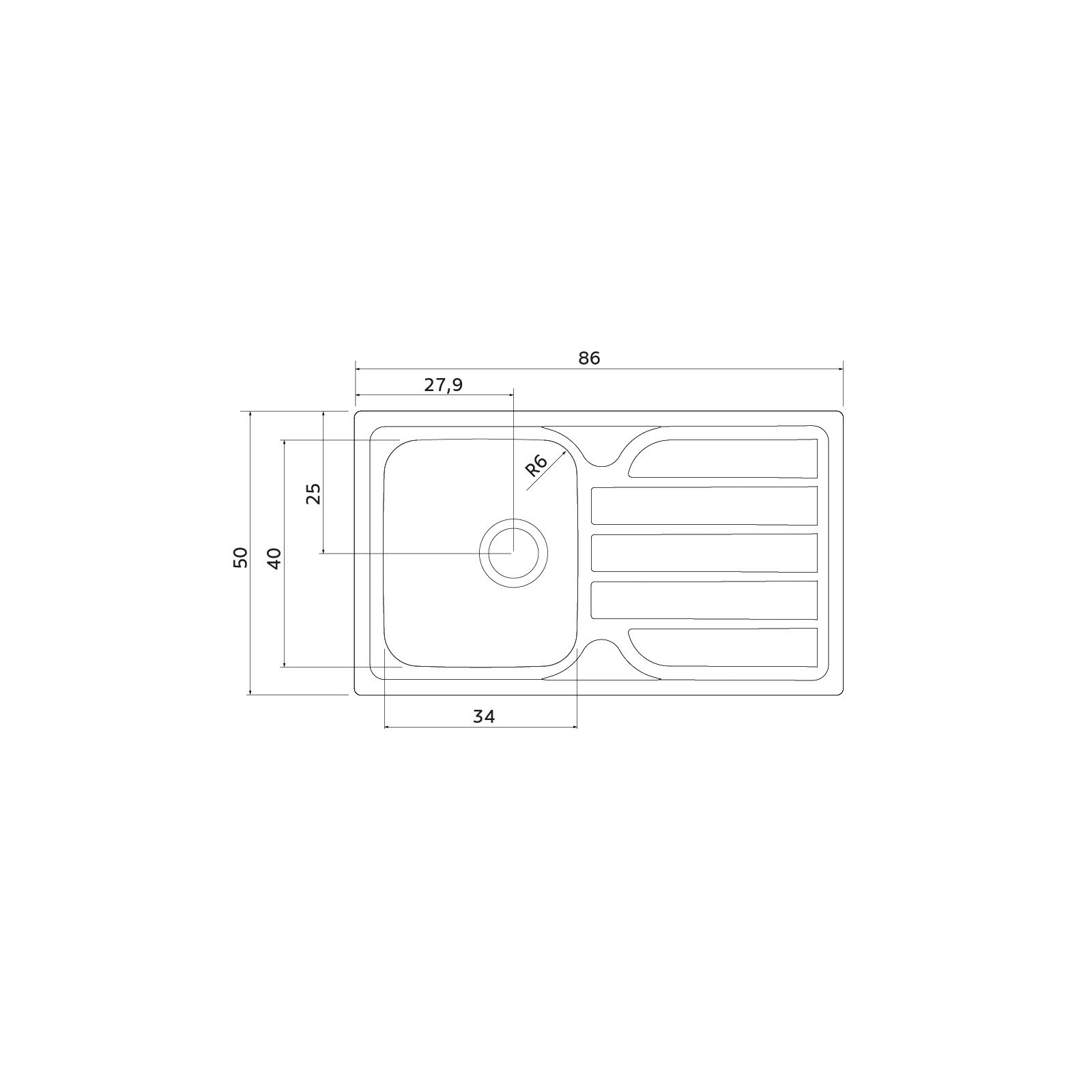 Cuba de Sobrepor Tramontina Marea Deep em Aço Inox com Acabamento Escovado 86 X 50 Cm com Escorredor e Válvula - foto 2