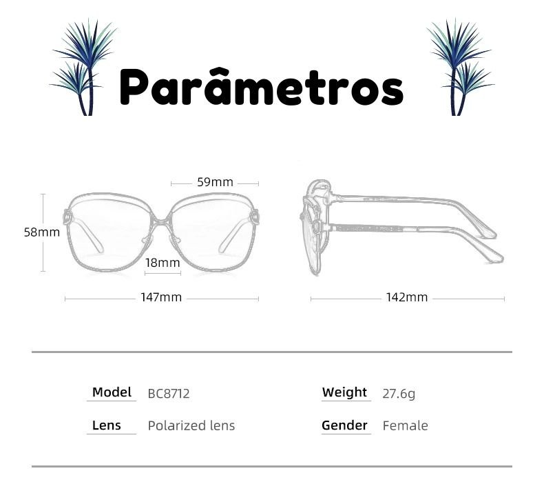 Óculos de Sol Barcur Quadrado Luxo-Mulheres Marcantes