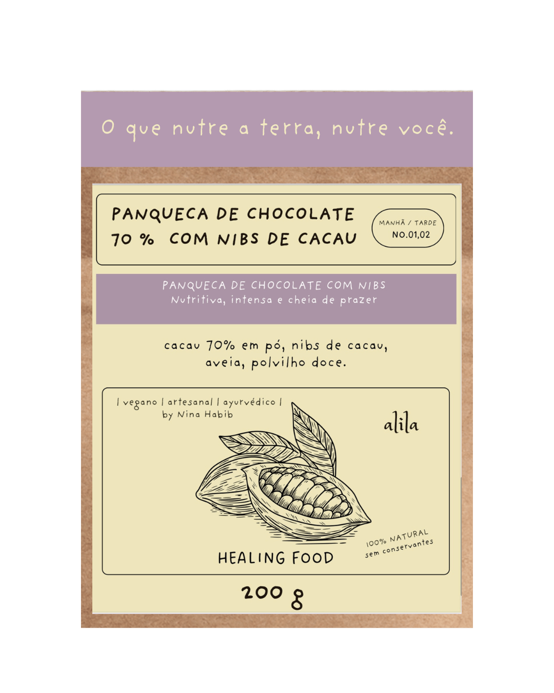 Panqueca de Chocolate cacau 70% com Nibs