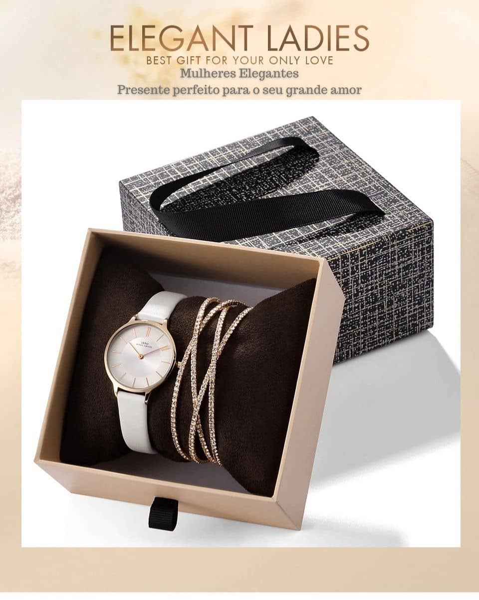 Kit Presente Relógio e Pulseira de Luxo IBSO