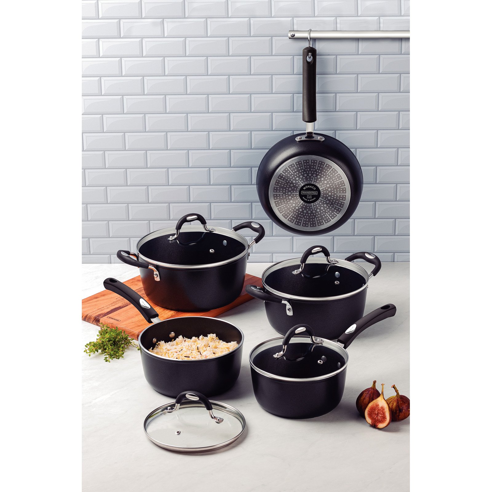 Jogo de Panelas Tramontina Mônaco Induction em Alumínio com Revestimento Interno e Externo Antiaderente Starflon Premium Preto 5 Peças - foto 4