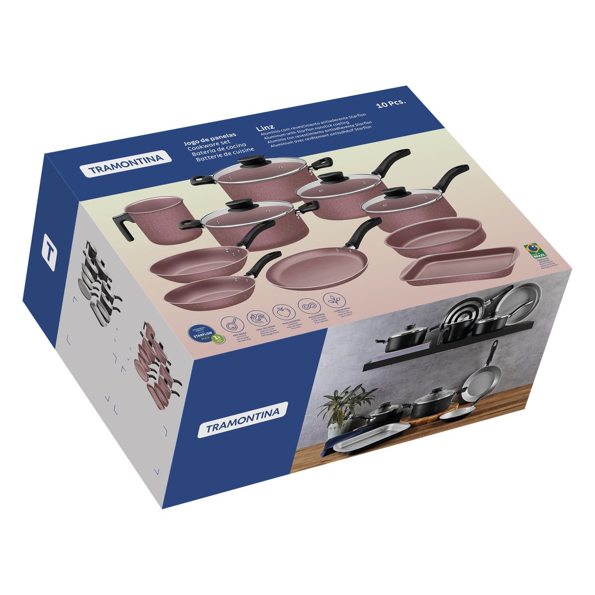 Jogo Panelas Tramontina Linz 10 Peças Aluminio Antiaderente Starflon Max Preto - foto 16