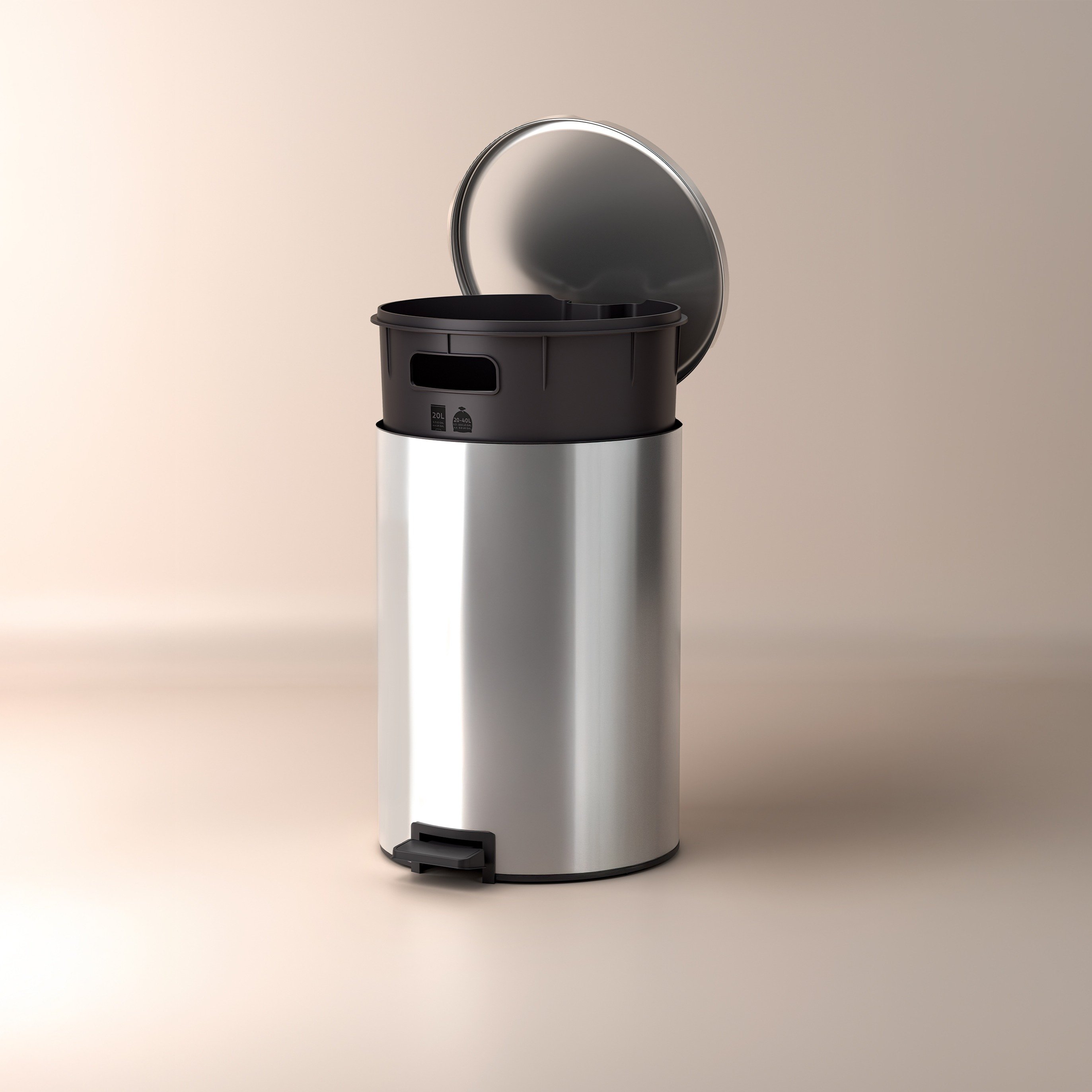 Lixeira Pedal 20L Tramontina Loop Aço Inox com Acabamento Polido e Balde Interno - foto 4