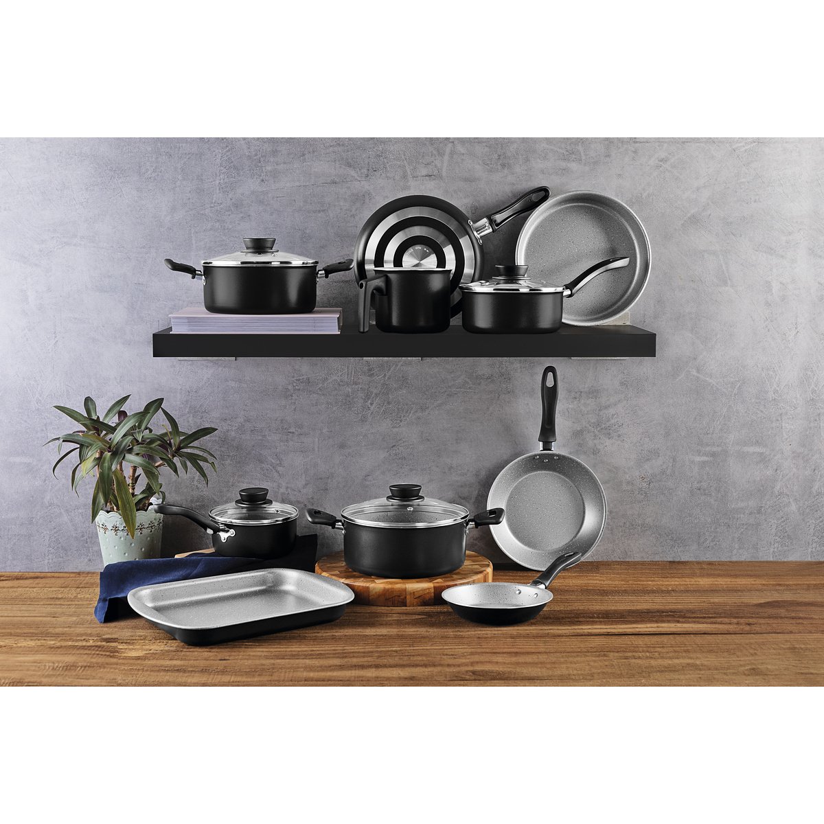 Jogo Panelas Tramontina Linz 10 Peças Aluminio Antiaderente Starflon Max Preto - foto 13