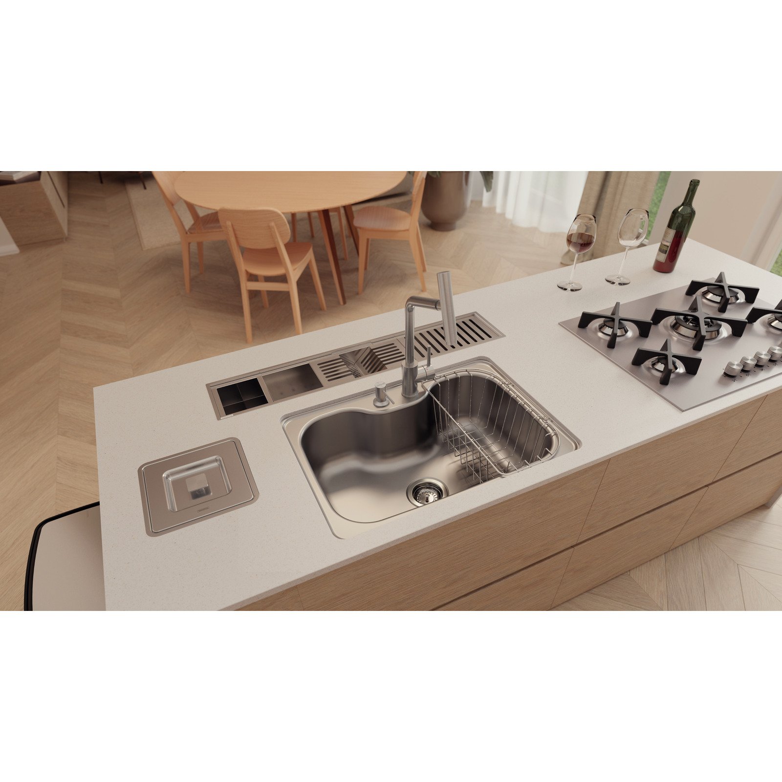 Cuba Tramontina Morgana 60 Fx Undermount em Aço Inox Escovado com Válvula, Dosador de Sabão e Cesto Aramado - foto 3