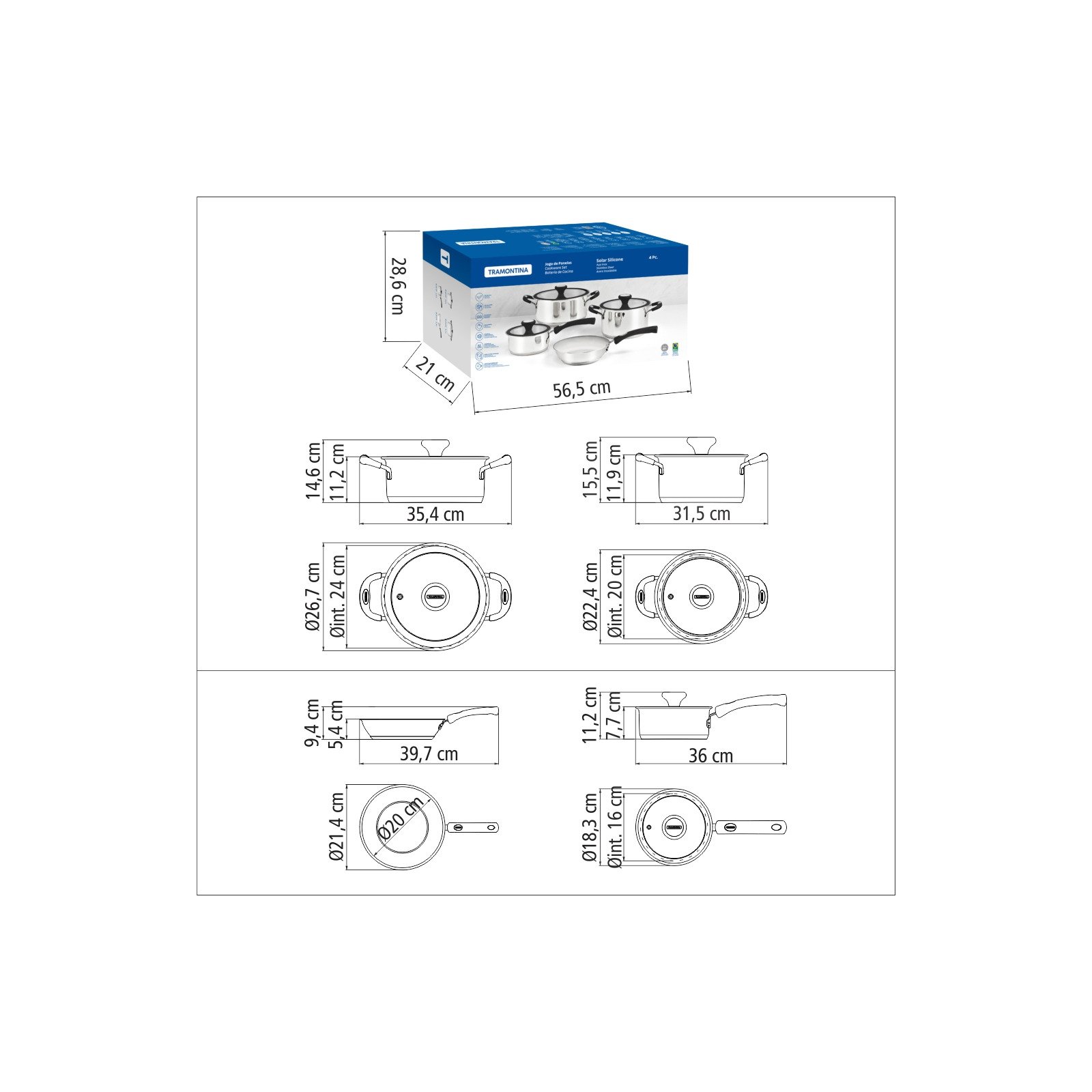 Jogo de Panelas Tramontina Solar Silicone em Aço Inox 4 Peças - foto 17