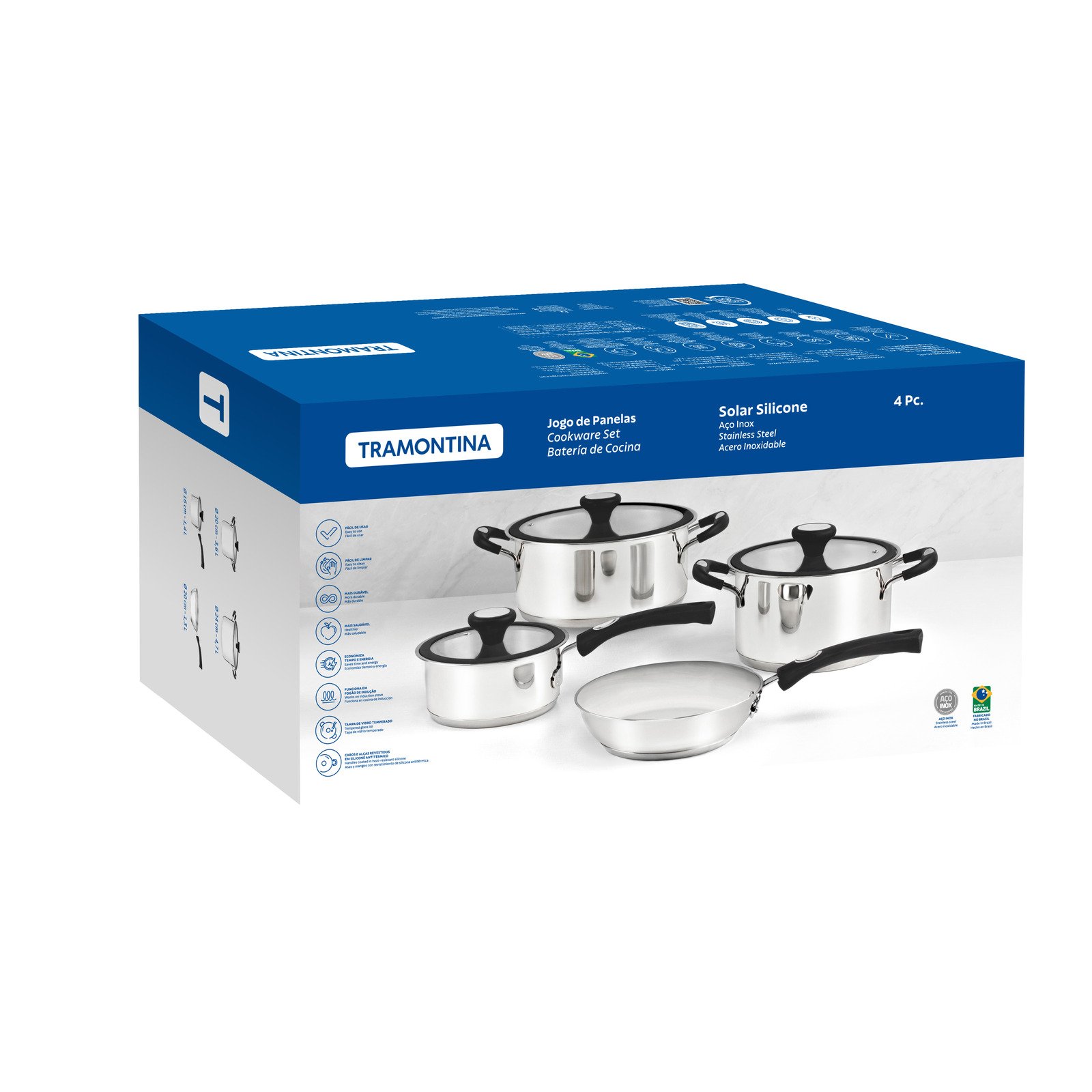 Jogo de Panelas Tramontina Solar Silicone em Aço Inox 4 Peças - foto 18